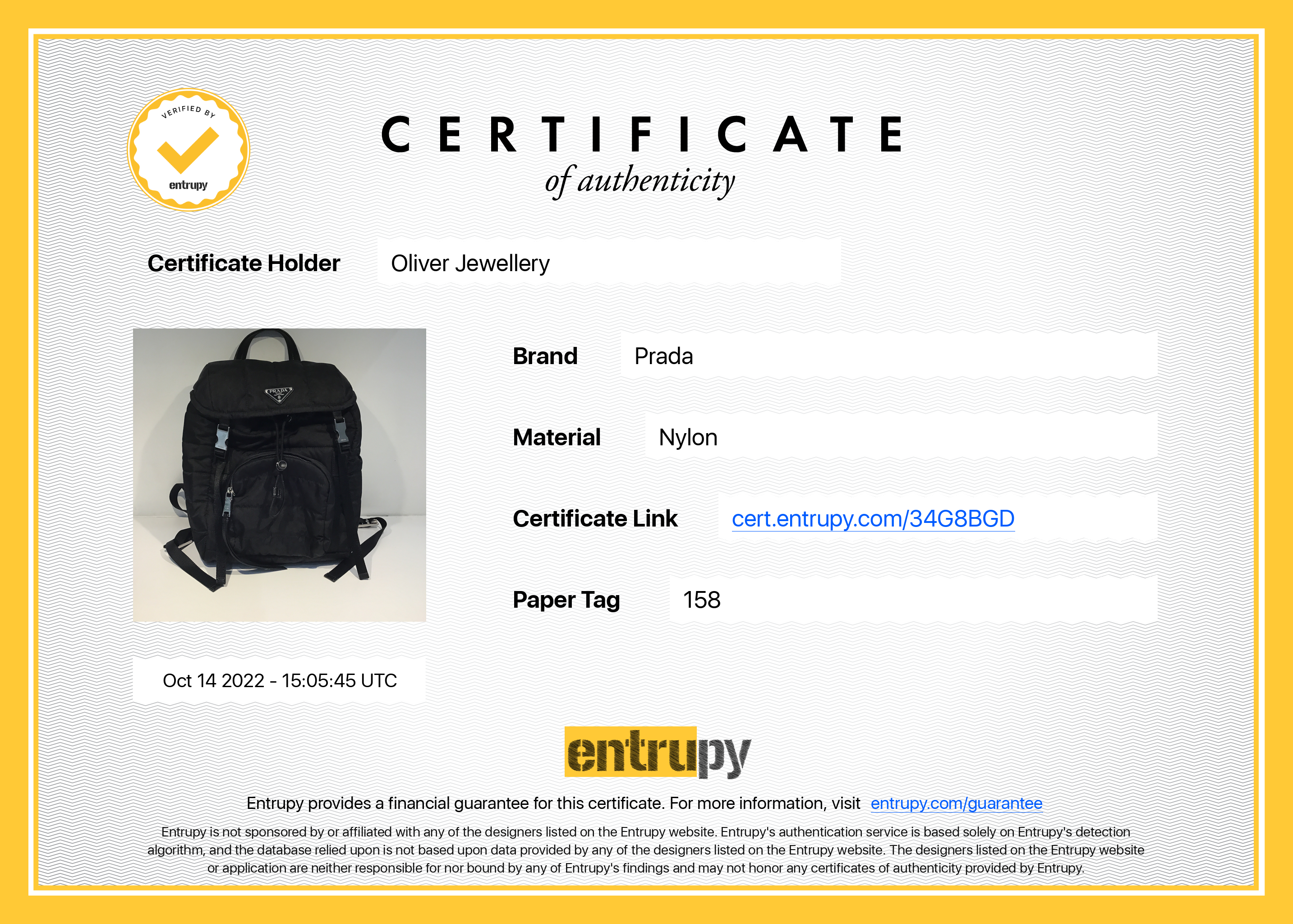 Prada Quilted Tessuto Nylon Double Buckle Backpack
