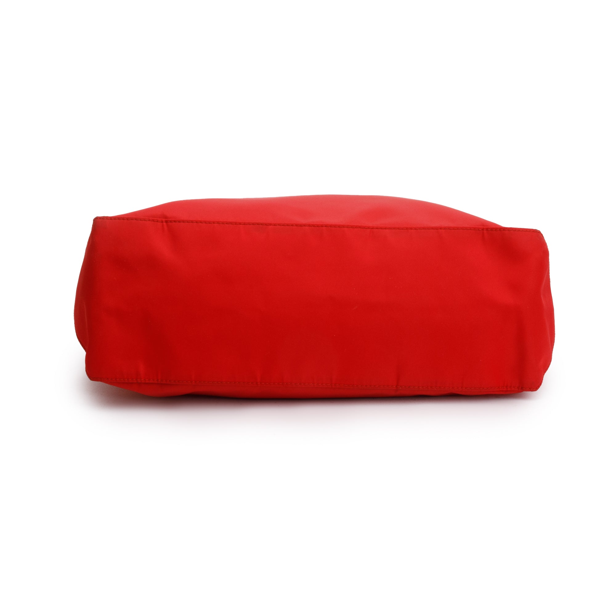 Prada Red Leather Trimmed Tessuto Nylon Convertible Tote w/ Strap