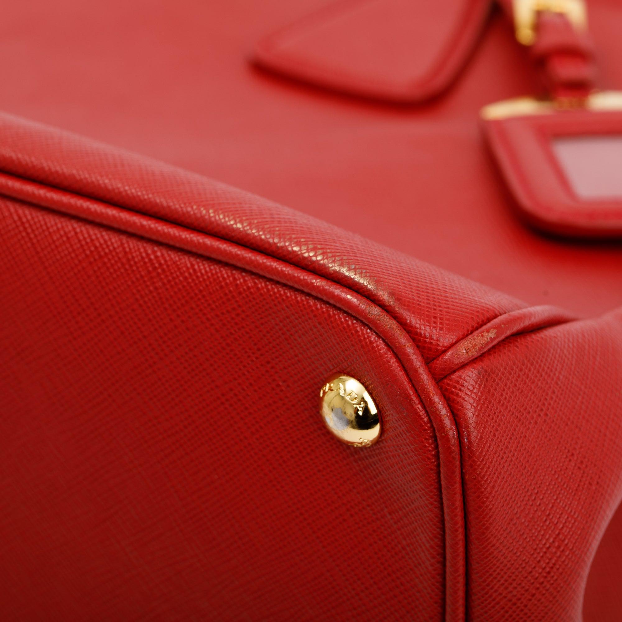 Prada Red Saffiano Leather Parabole Tote