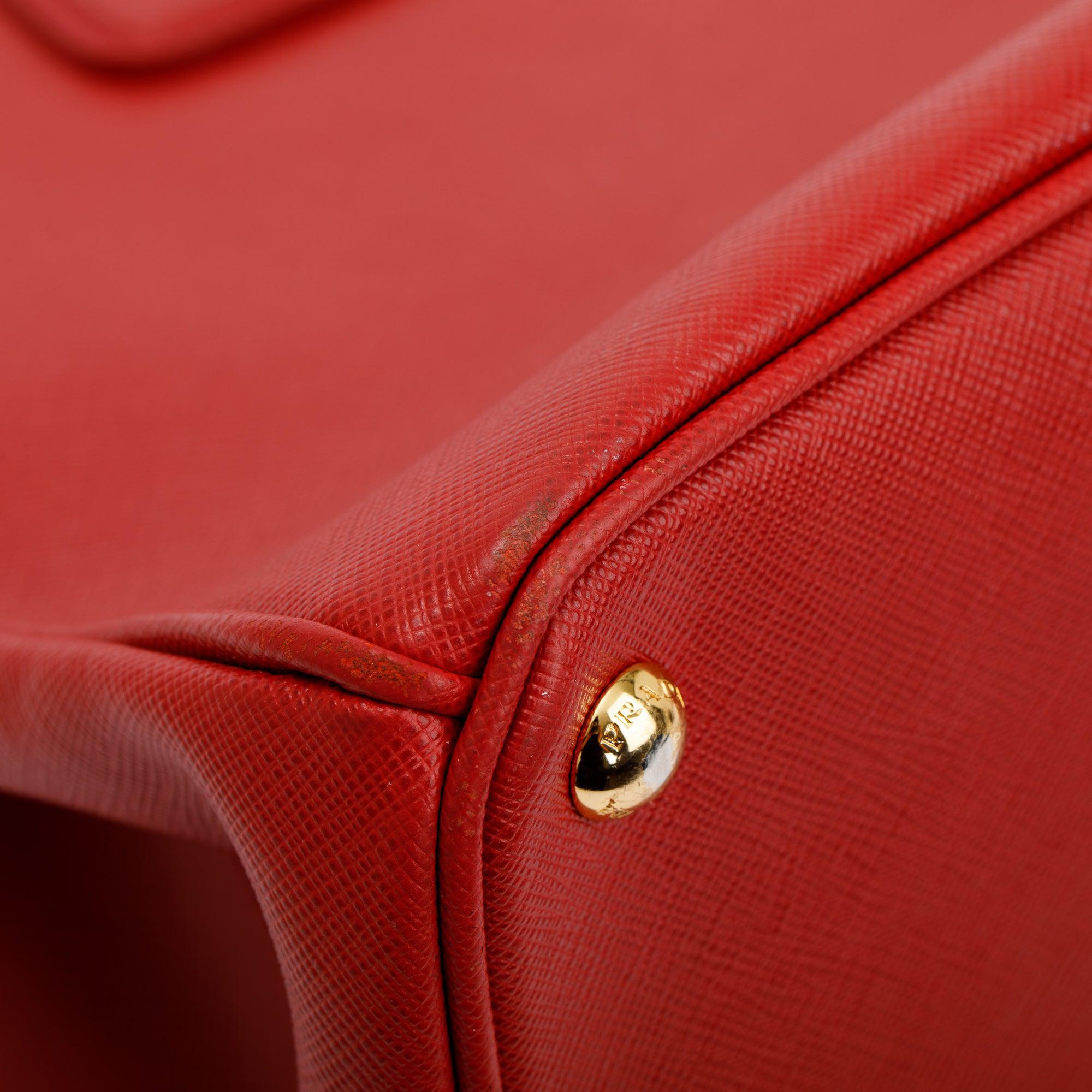 Prada Red Saffiano Leather Parabole Tote