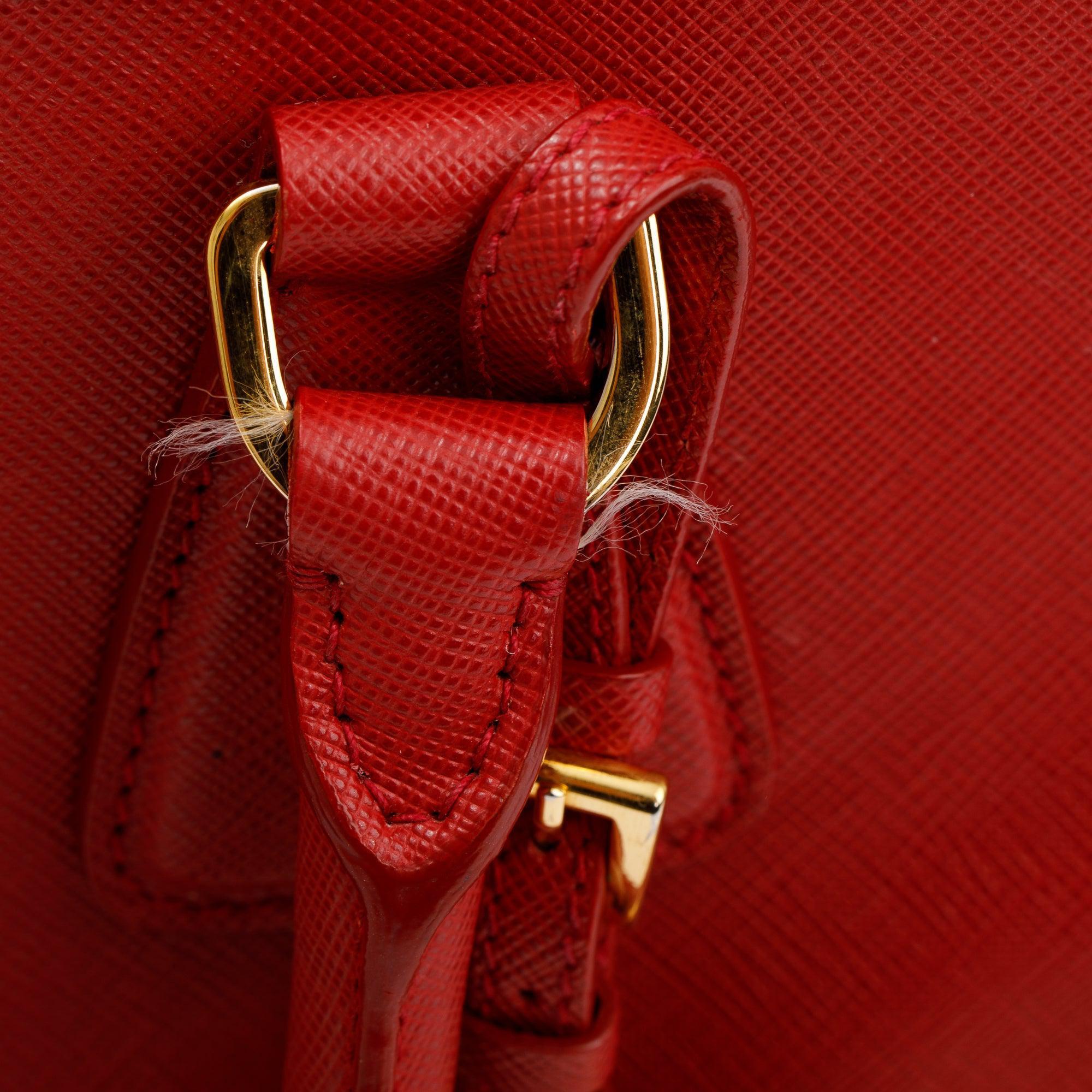 Prada Red Saffiano Leather Parabole Tote