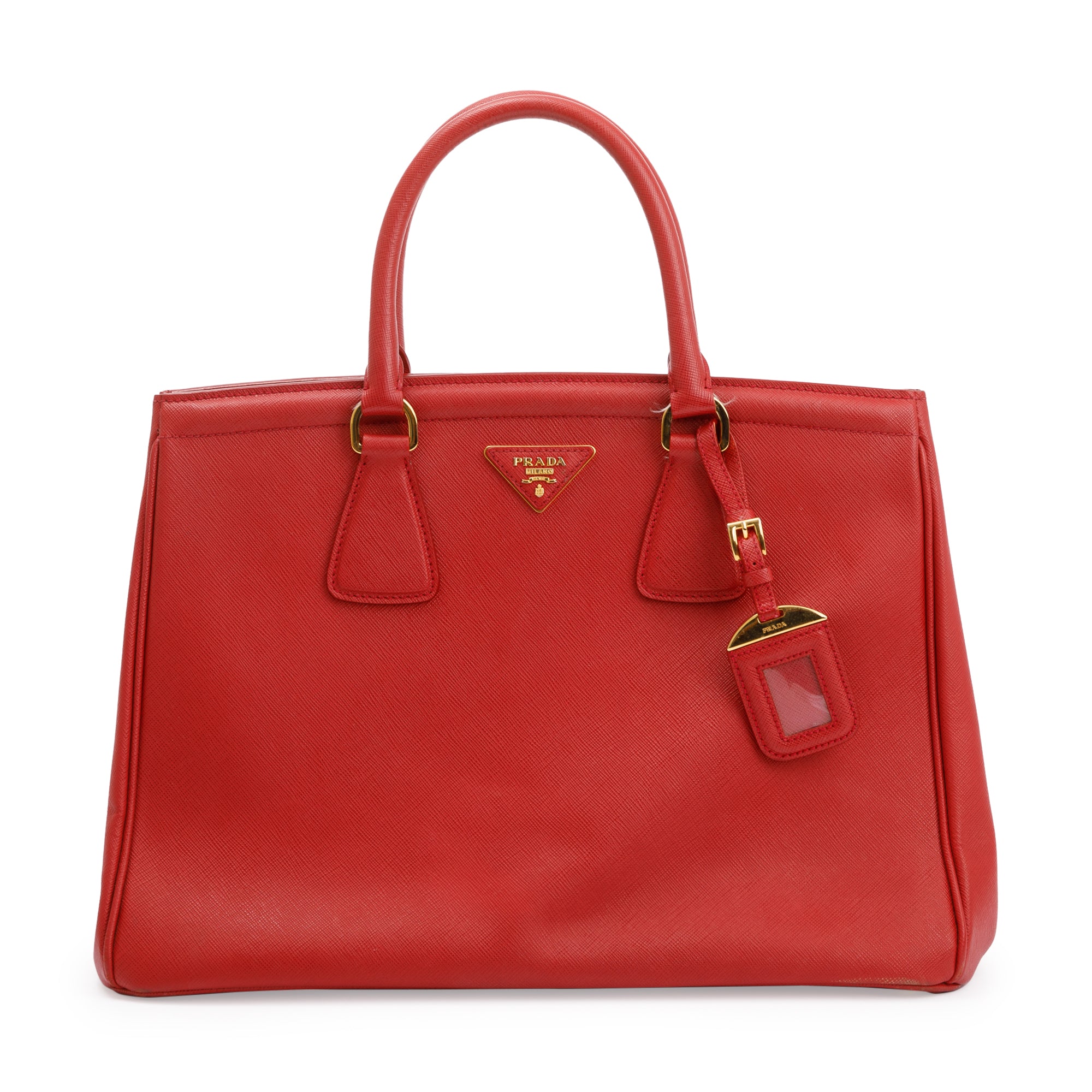 Prada Red Saffiano Leather Parabole Tote