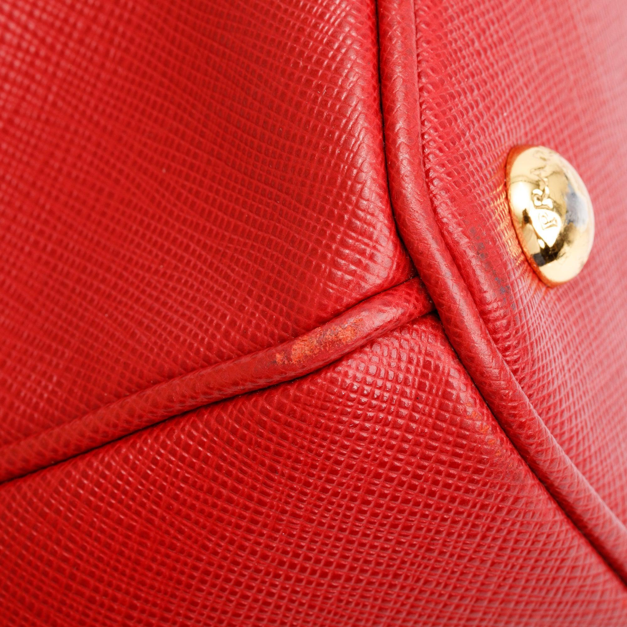 Prada Red Saffiano Lux Large Double Zip Galleria Tote