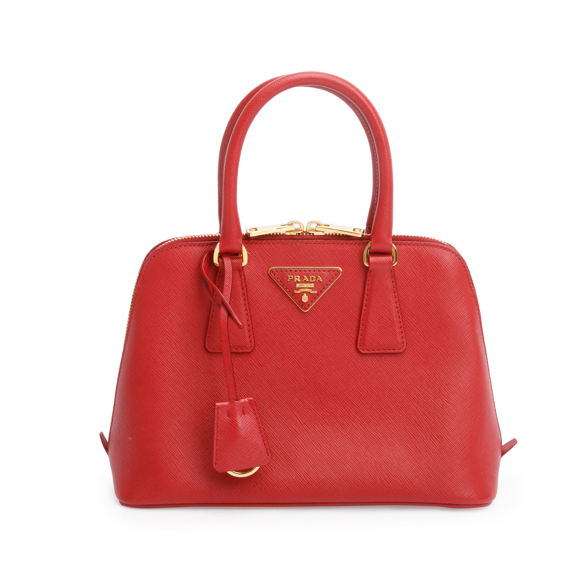 Prada Red Saffiano Lux Small Promenade Tote w/ Strap