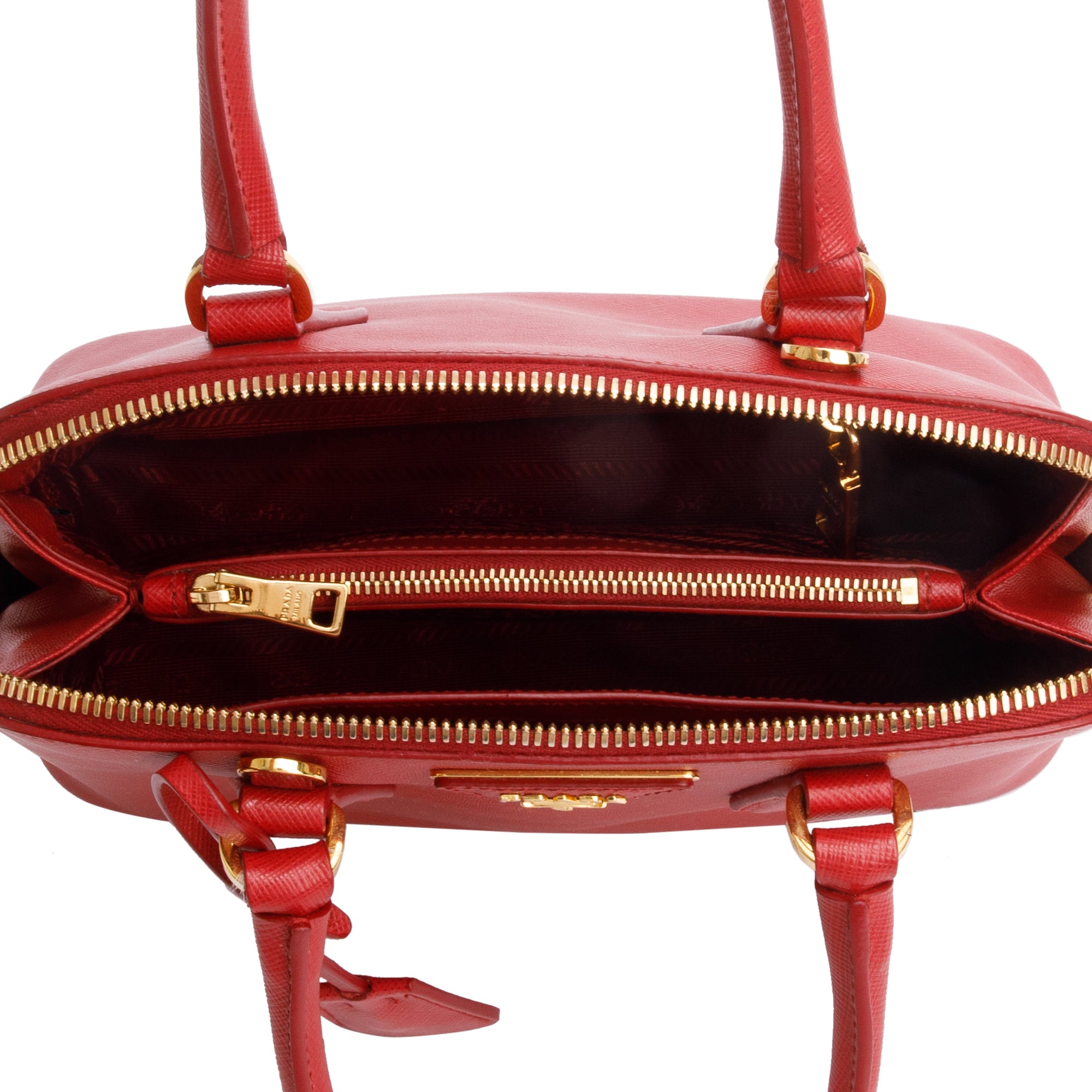 Prada Red Saffiano Lux Small Promenade Tote w/ Strap