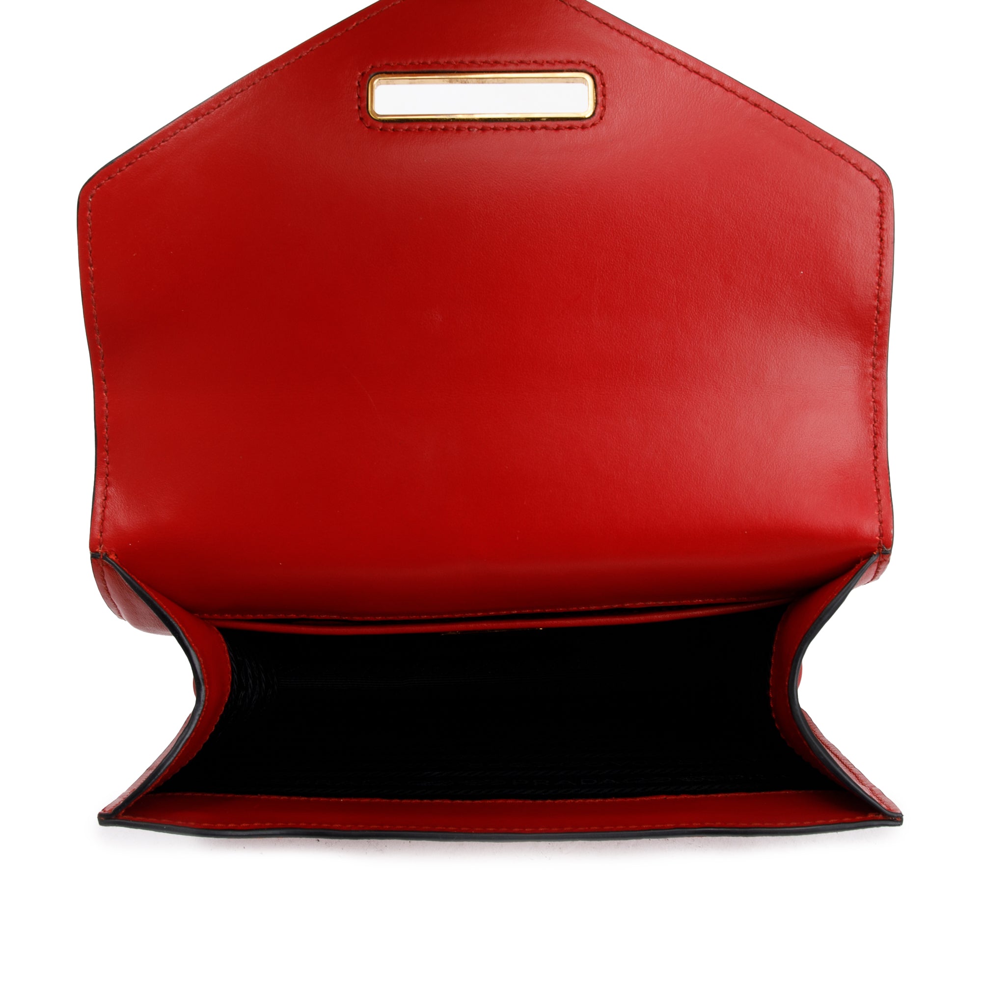 Prada Red Saffiano Soft Calf Leather Flop Lock Chain Crossbody Bag