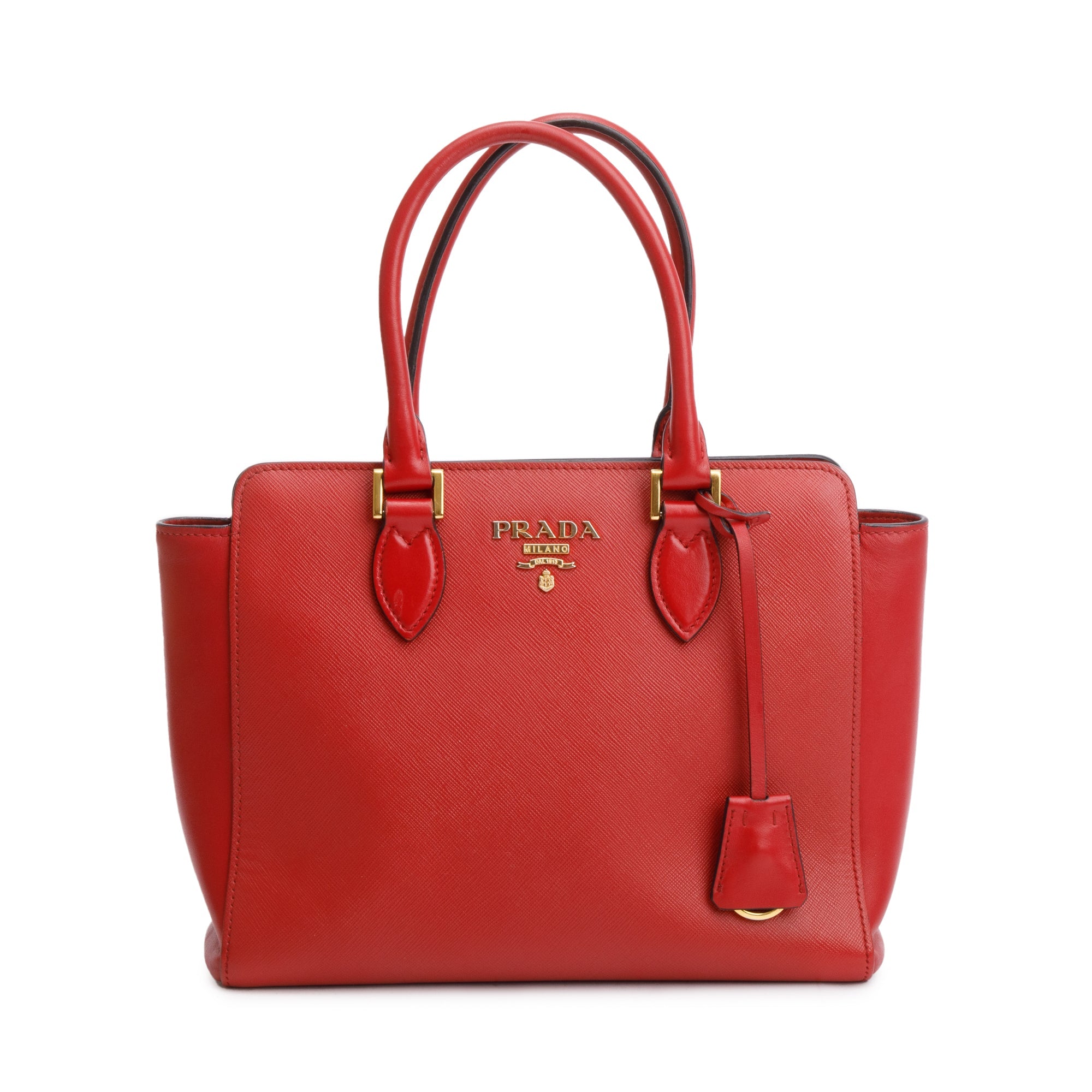 Prada Red Saffiano Soft Calf Leather Tote w/ Strap & Authenticity Card