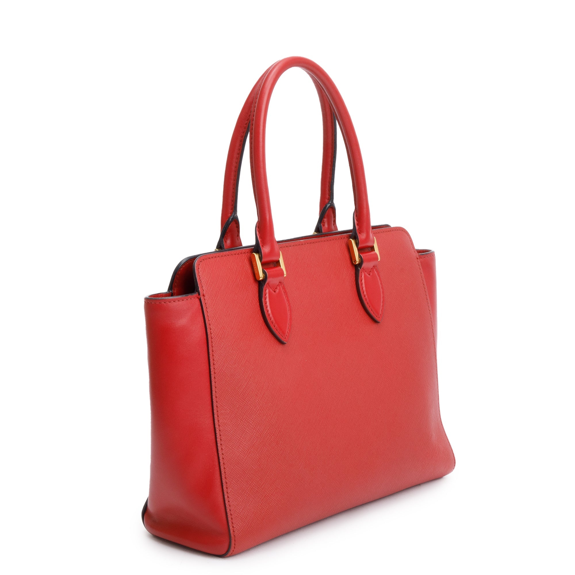 Prada Red Saffiano Soft Calf Leather Tote w/ Strap & Authenticity Card