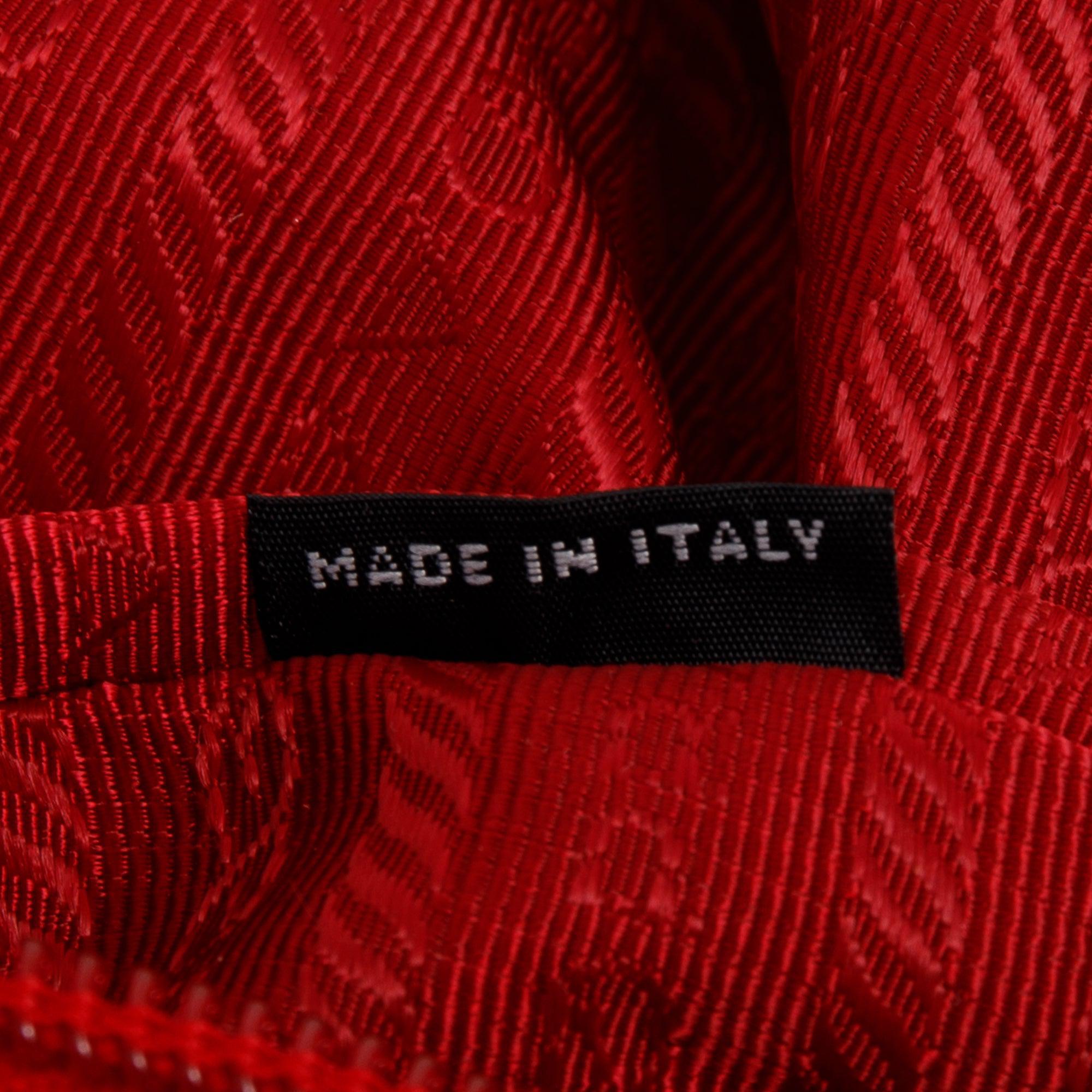 Prada Red Saffiano-Trimmed Vela Tote w/ Strap