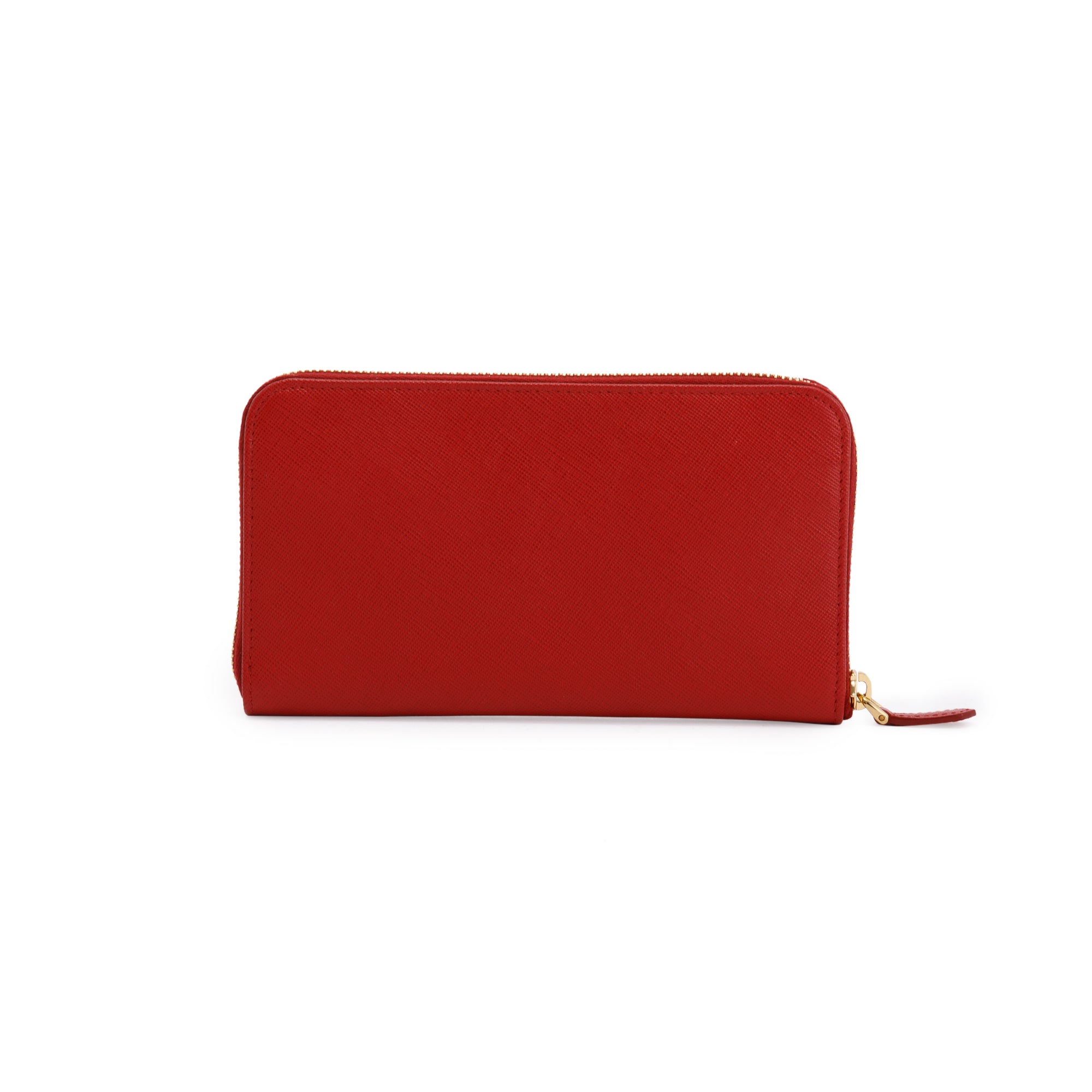 Prada Red Saffiano Zip Around Wallet w/ Box & Authenticity card