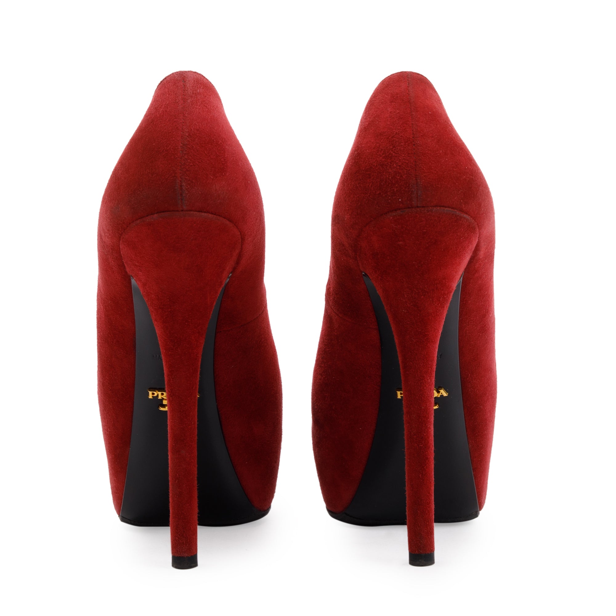 Prada Red Suede Pumps, Size 39.5