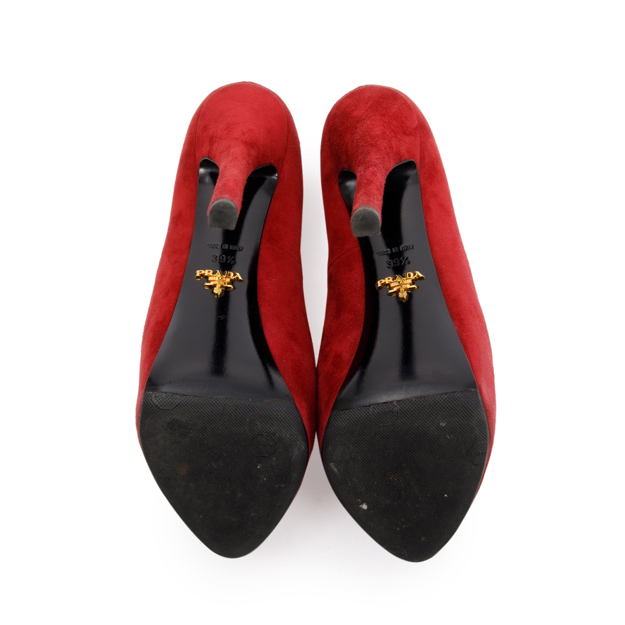Prada Red Suede Pumps, Size 39.5