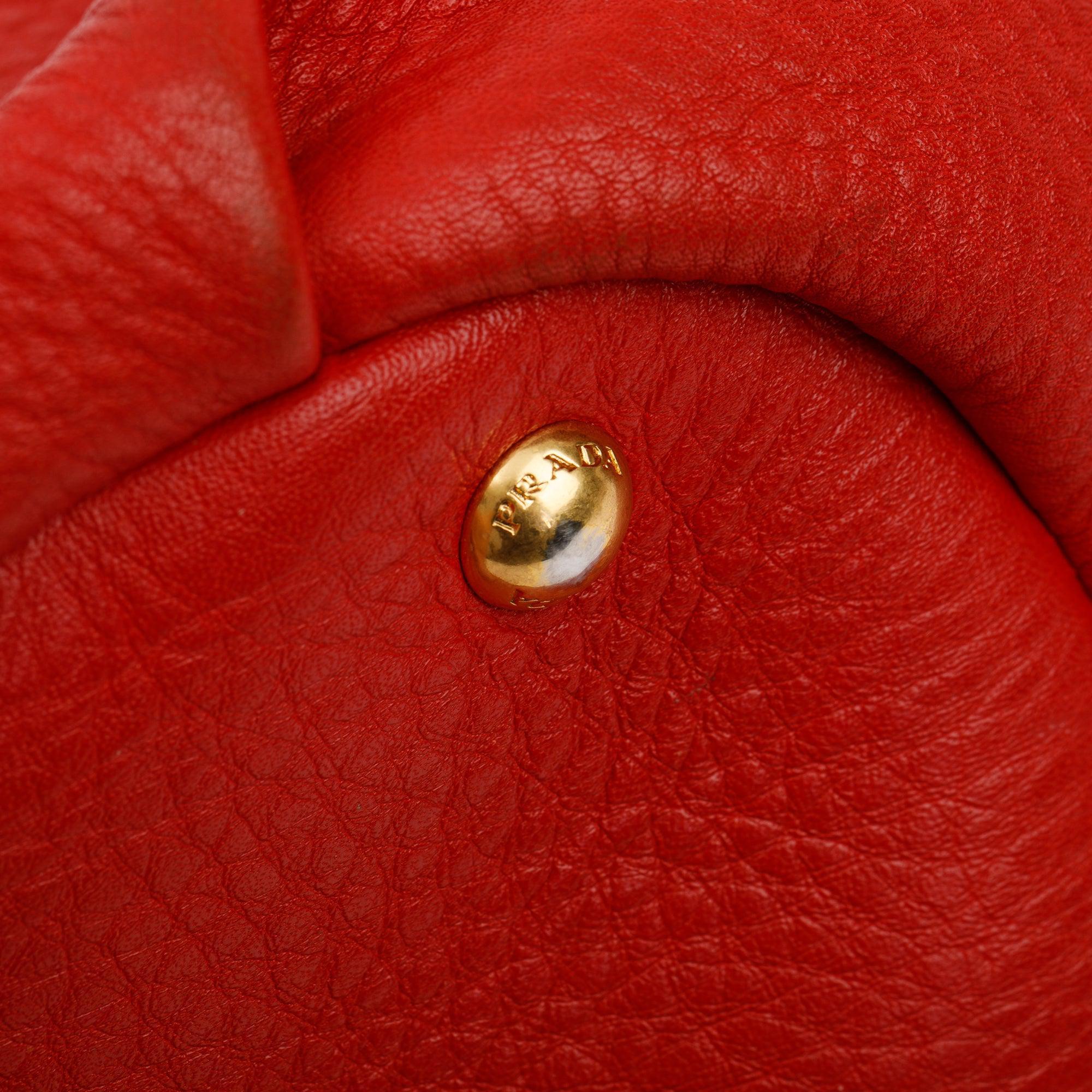 Prada Red Vitello Daino Shoulder Bag w/ Strap