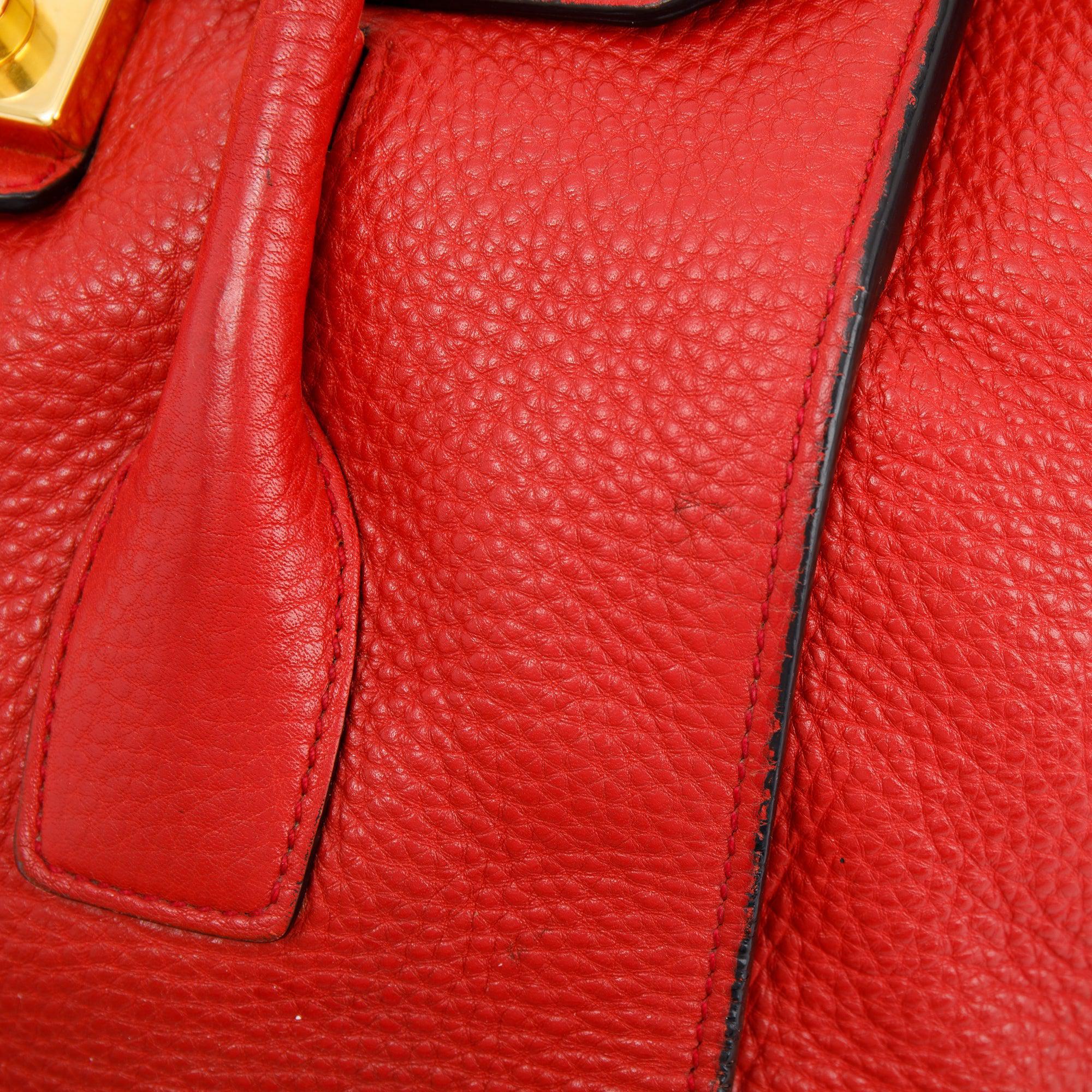 Prada Red Vitello Daino Sound Twin Pocket Tote w/ Strap