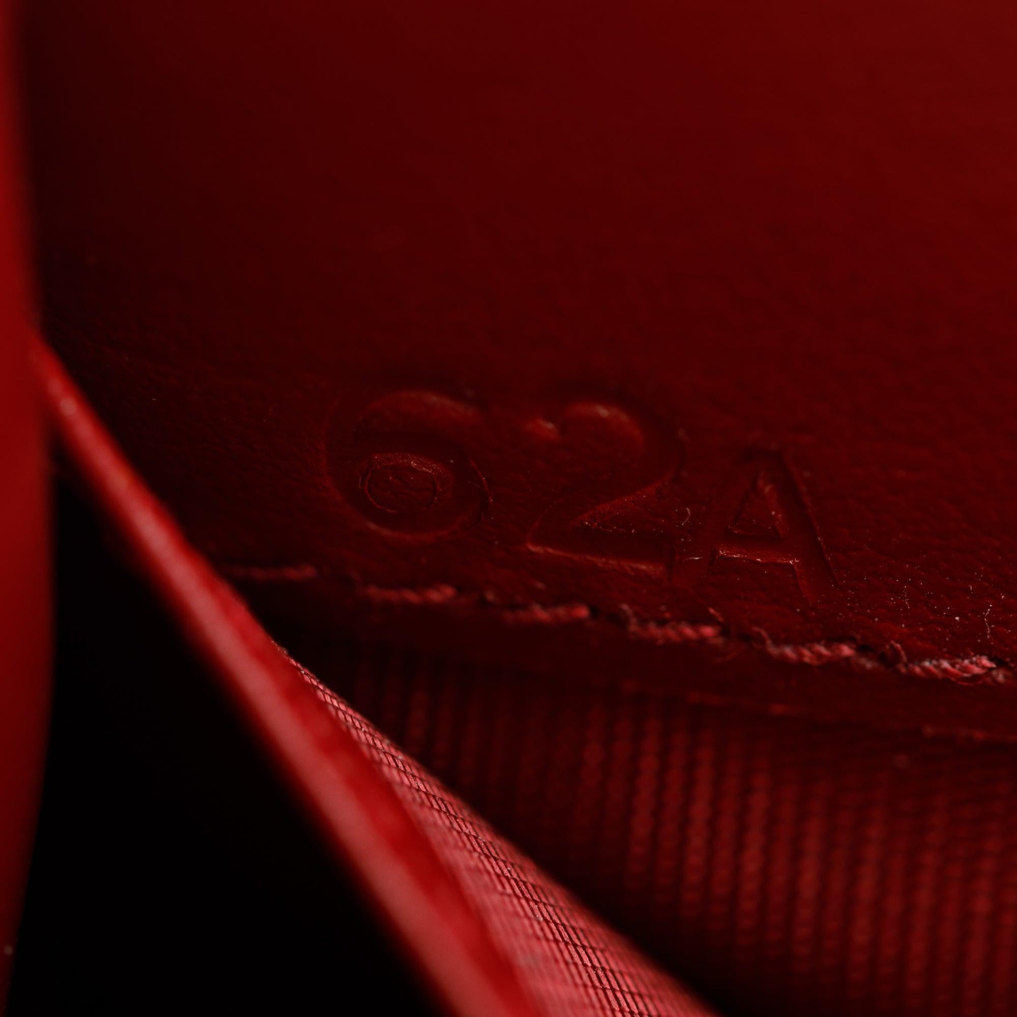 Prada Red Vitello Move Compact Tri-Fold Wallet w/ Box