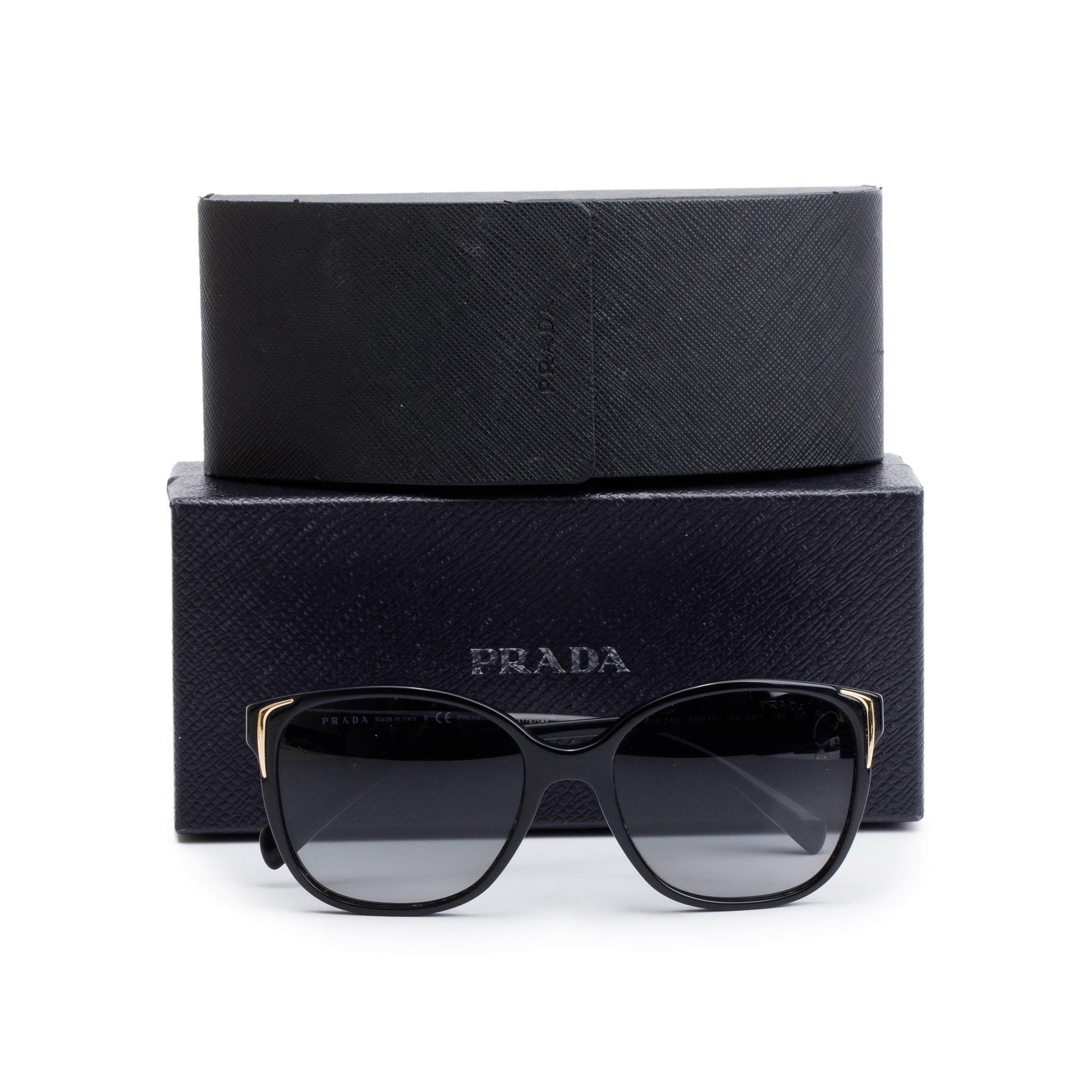 Prada SPR 01O Black Acetate Gradient Sunglasses w/ Box & Case