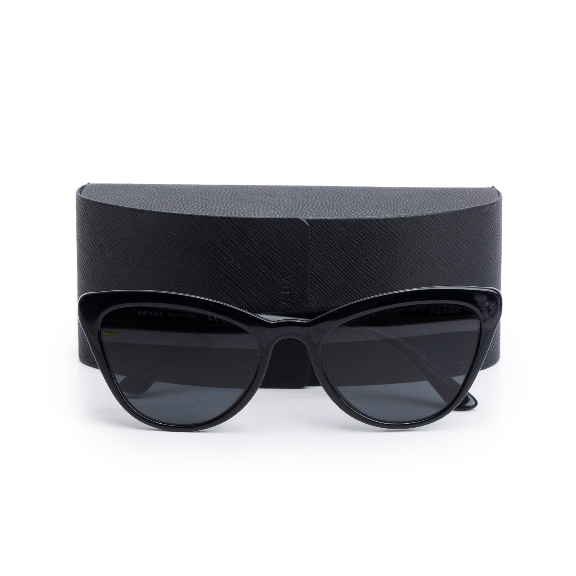 Prada SPR 01V Black Acetate Cat Eye Sunglasses w/ Case