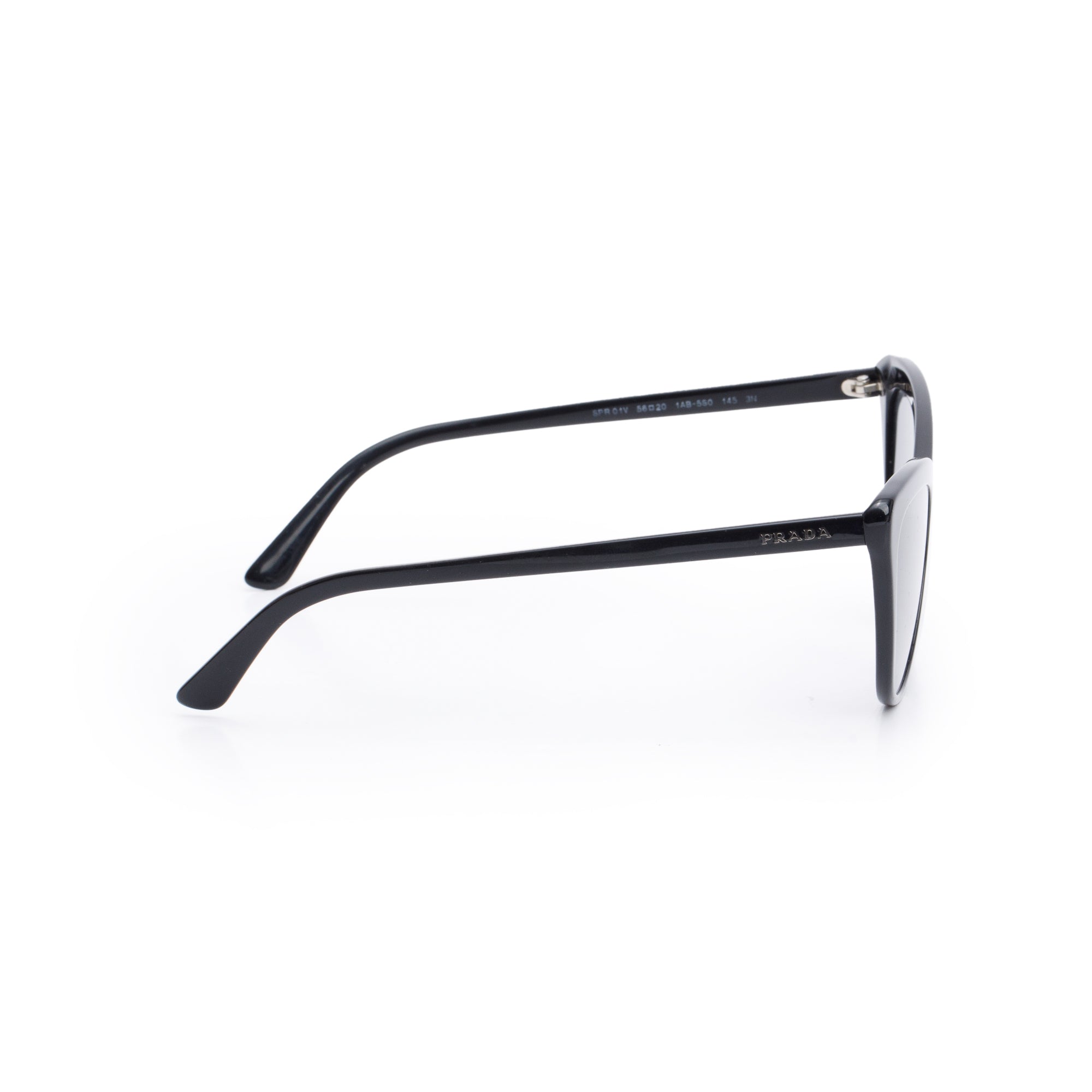 Prada SPR 01V Black Acetate Cat Eye Sunglasses w/ Case