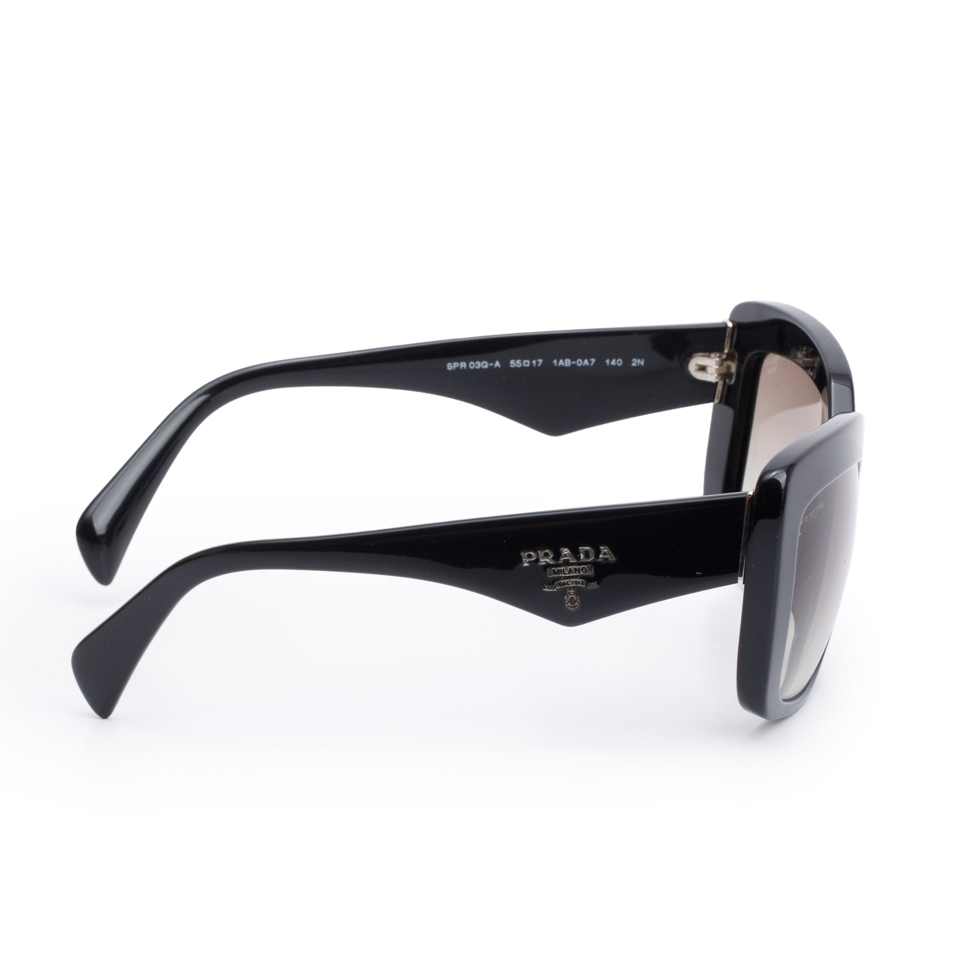 Prada SPR 03Q-A Black Acetate Cat-Eye Sunglasses w/ Case