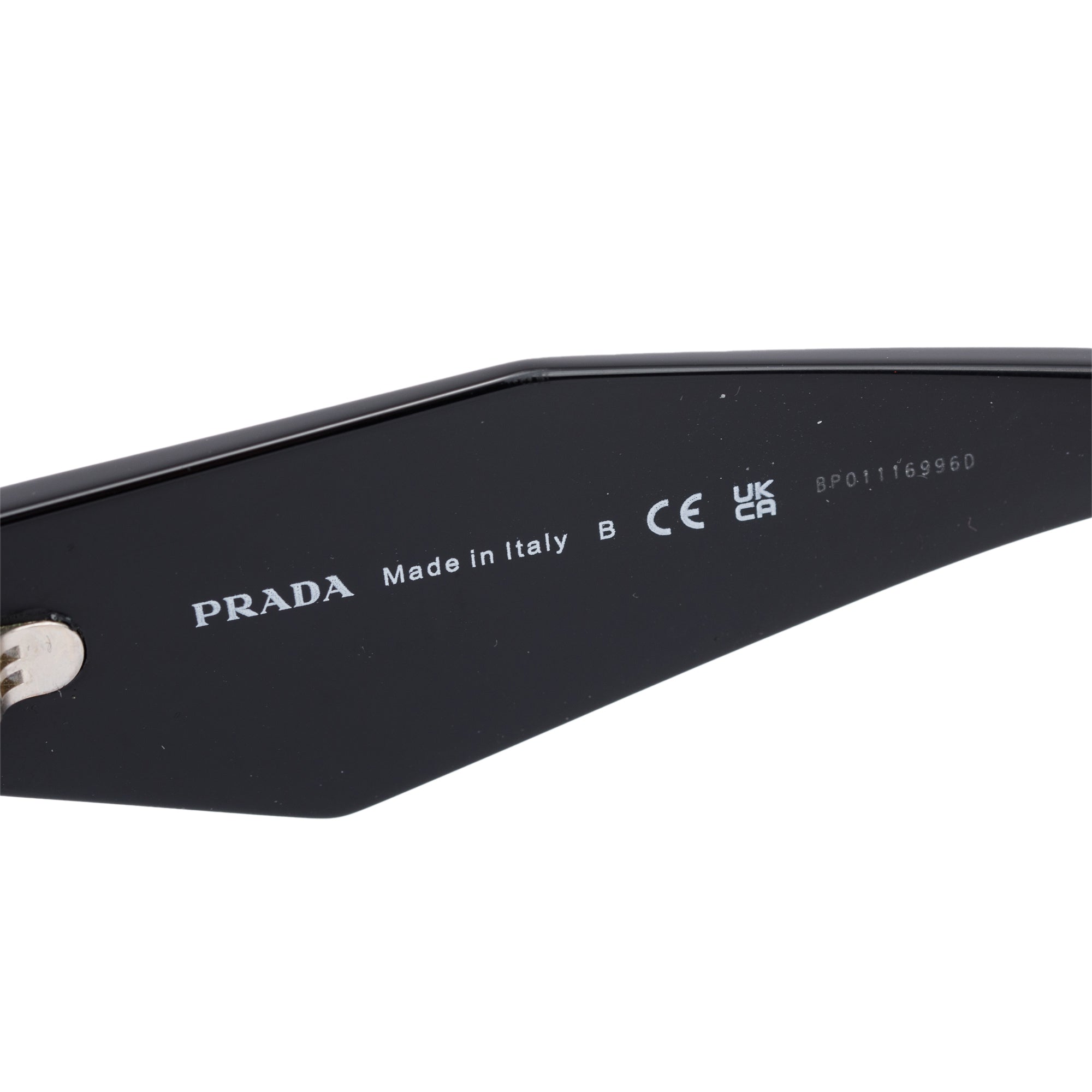 Prada SPR 07Y Black Acetate Symbole Cat-Eye Sunglasses w/ Pouch