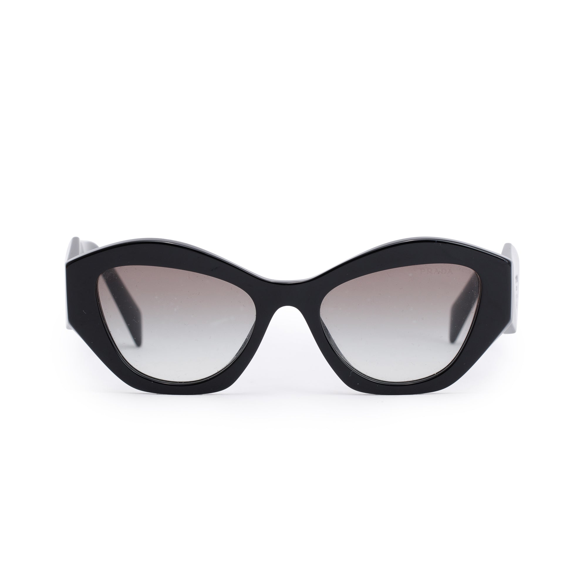 Prada SPR 07Y Black Acetate Symbole Cat-Eye Sunglasses w/ Pouch