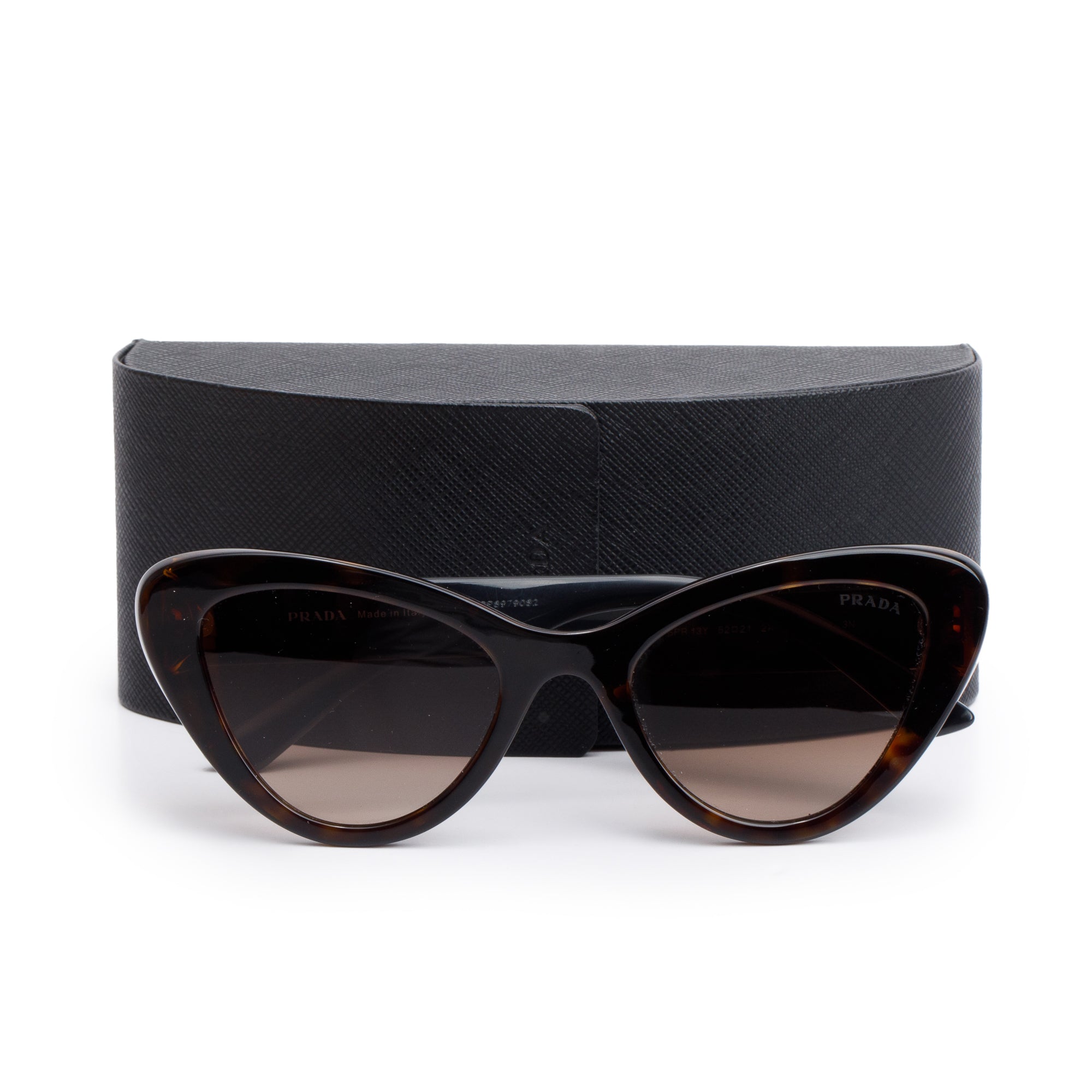 Prada SPR 13Y Havana Acetate Cat-Eye Sunglasses w/ Case