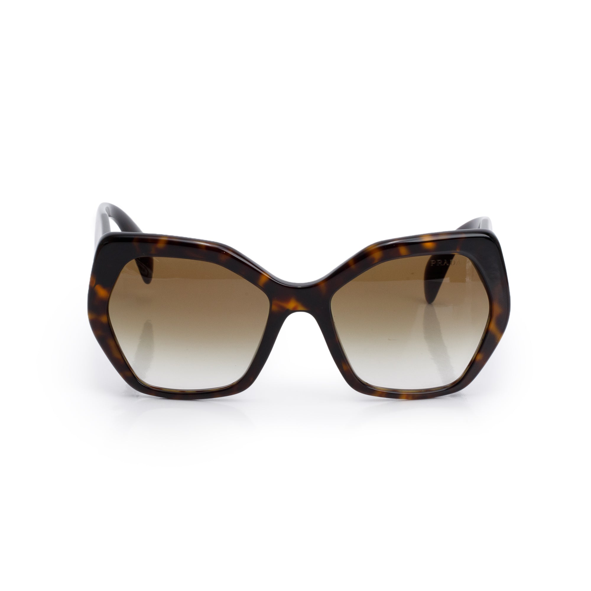 Prada SPR 16R Tortoise Acetate Geometric Sunglasses w/ Case