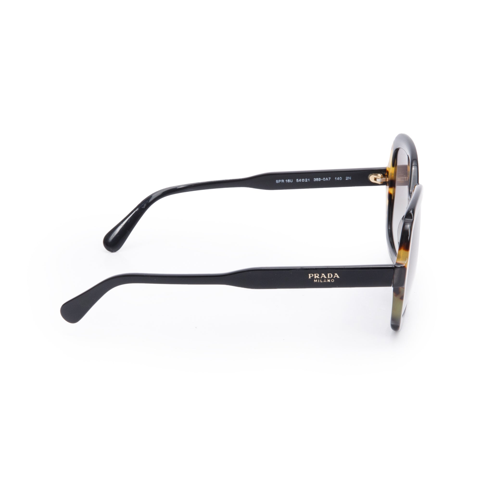 Prada SPR 16U Black/Havana Acetate Square Sunglasses w/ Box & Case