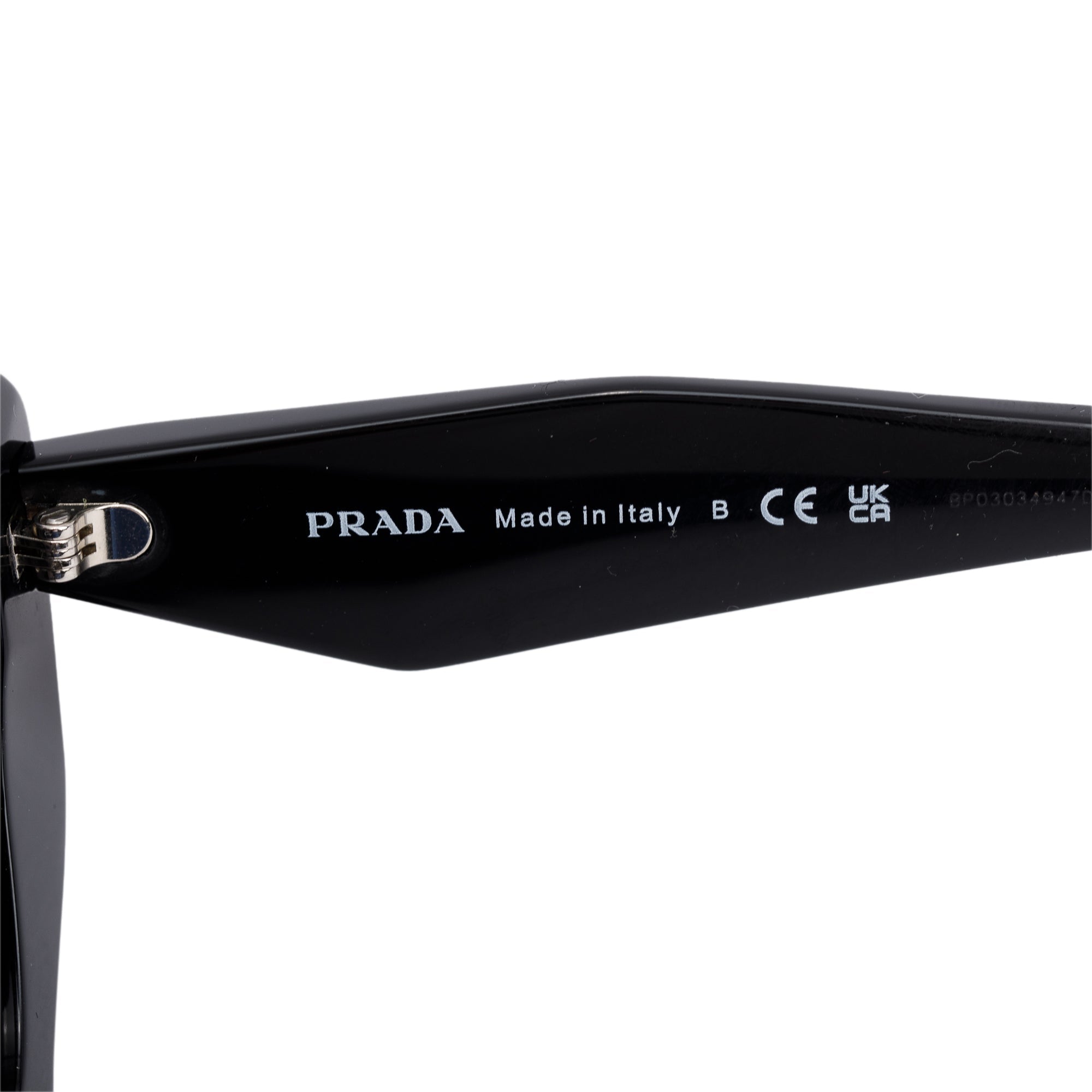 Prada SPR 16W Black Acetate Symbole Geometric Sunglasses w/ Case