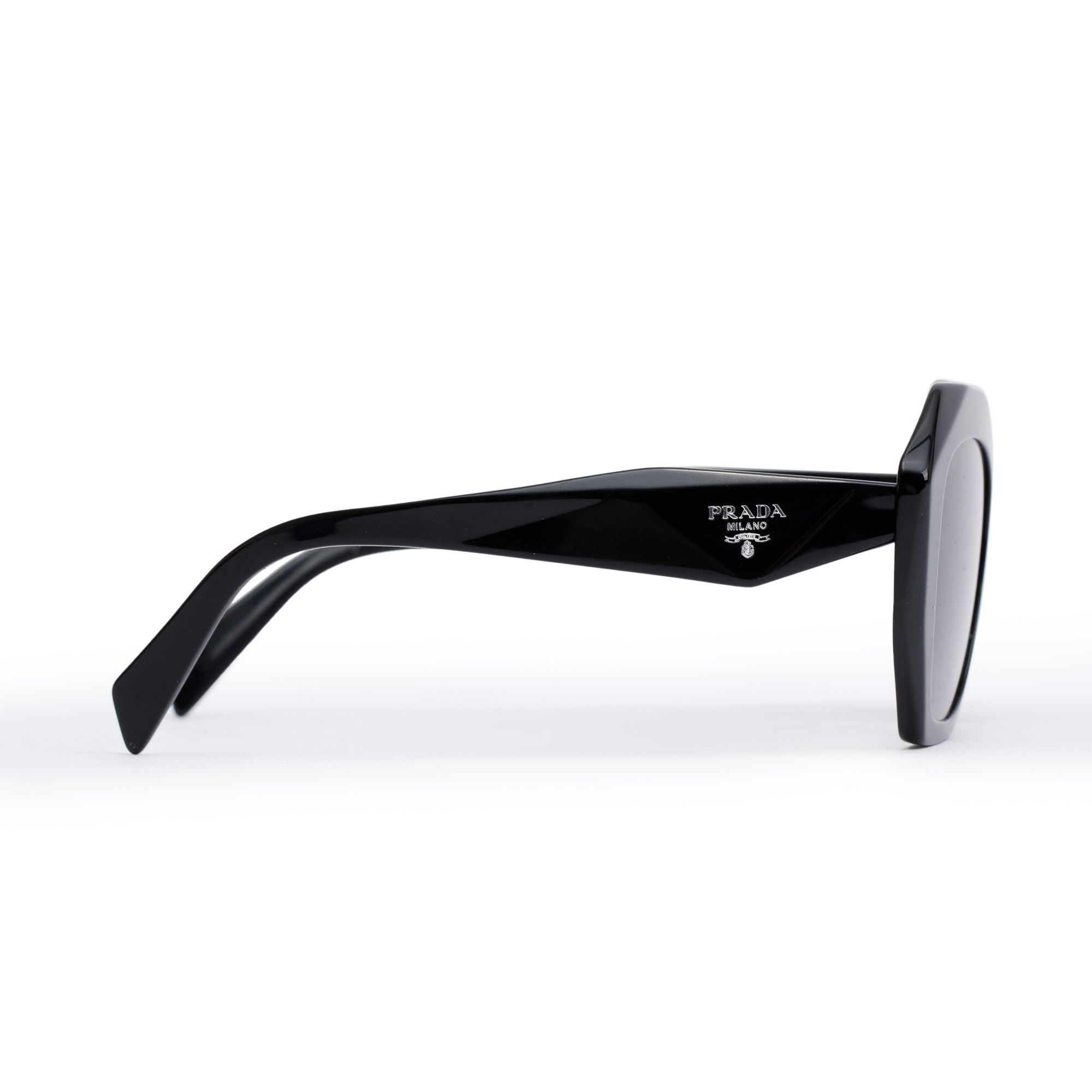 Prada SPR 16W Black Acetate Symbole Geometric Sunglasses w/ Case