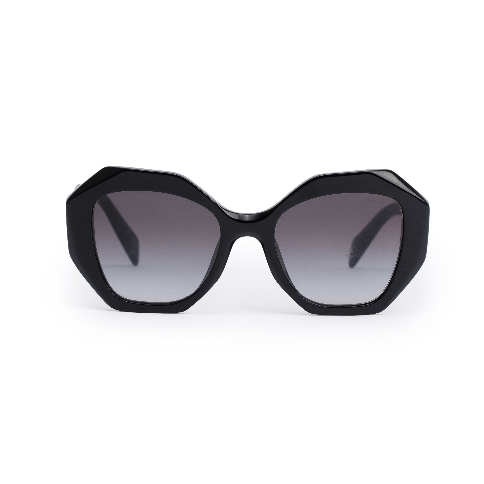 Prada SPR 16W Black Acetate Symbole Geometric Sunglasses w/ Case