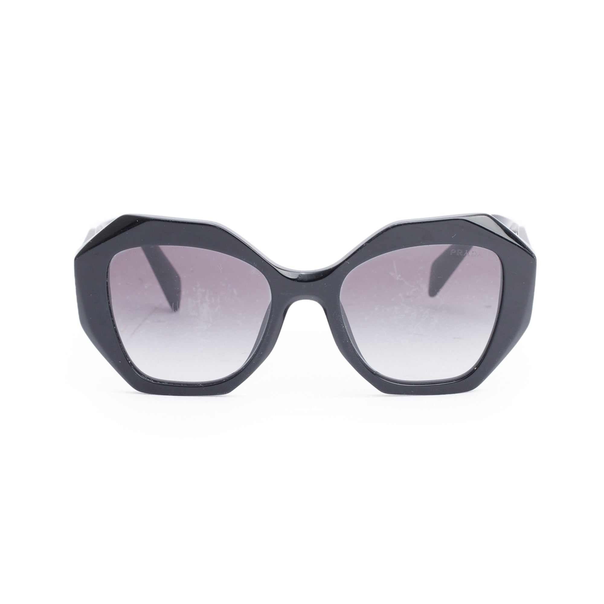 Prada SPR 16W Black Acetate Symbole Geometric Sunglasses