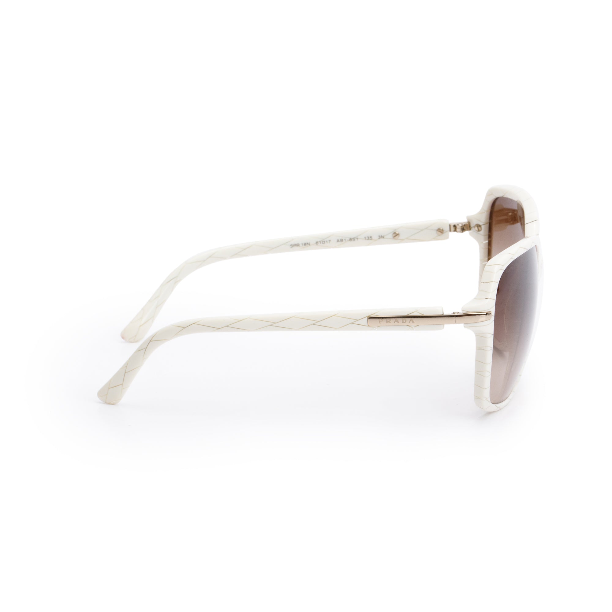 Prada SPR 18N White Acetate Square Sunglasses w/ Case