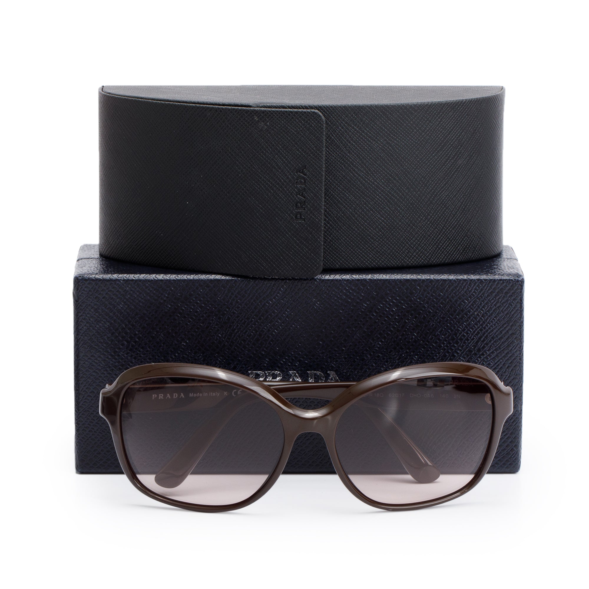 Prada SPR 18Q Brown Acetate Square Sunglasses w/ Box