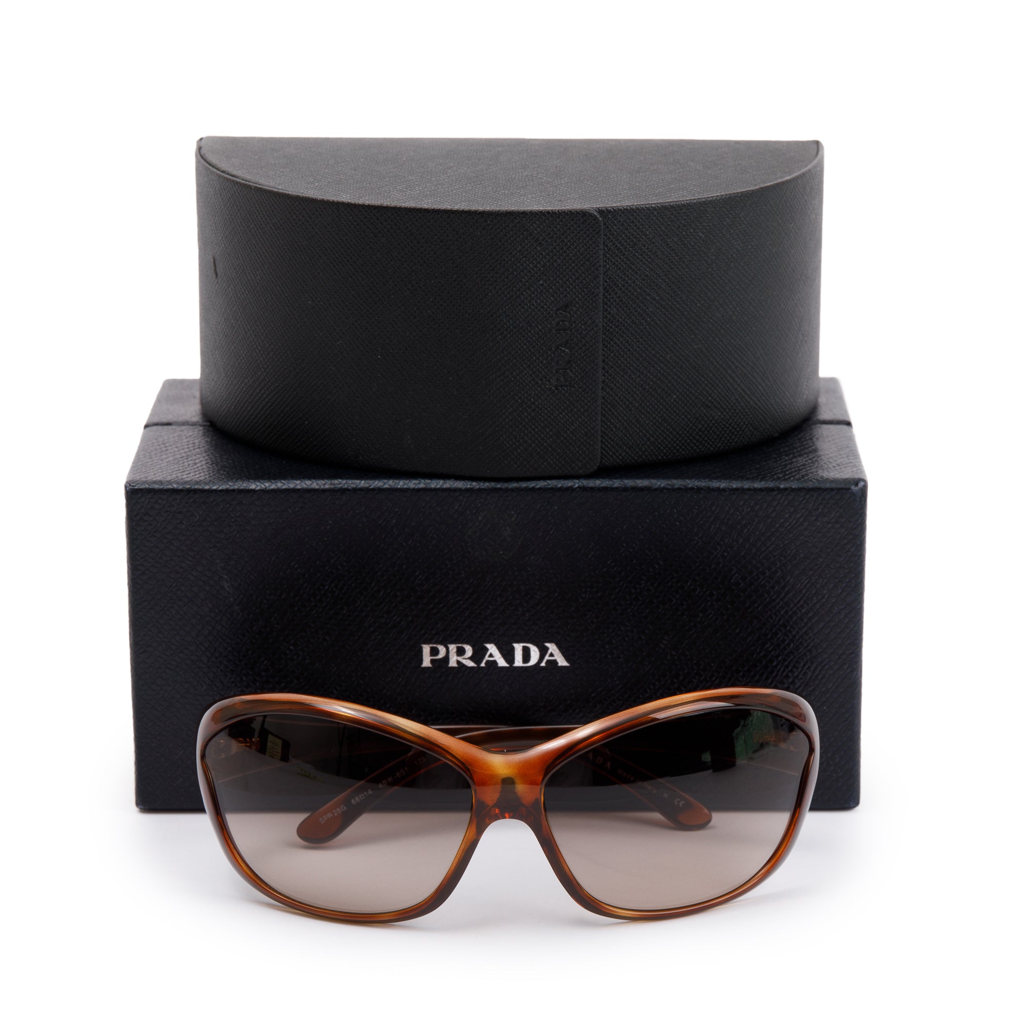 Prada SPR 25G Havana Acetate Gradient Shield Sunglasses w/ Box & Case