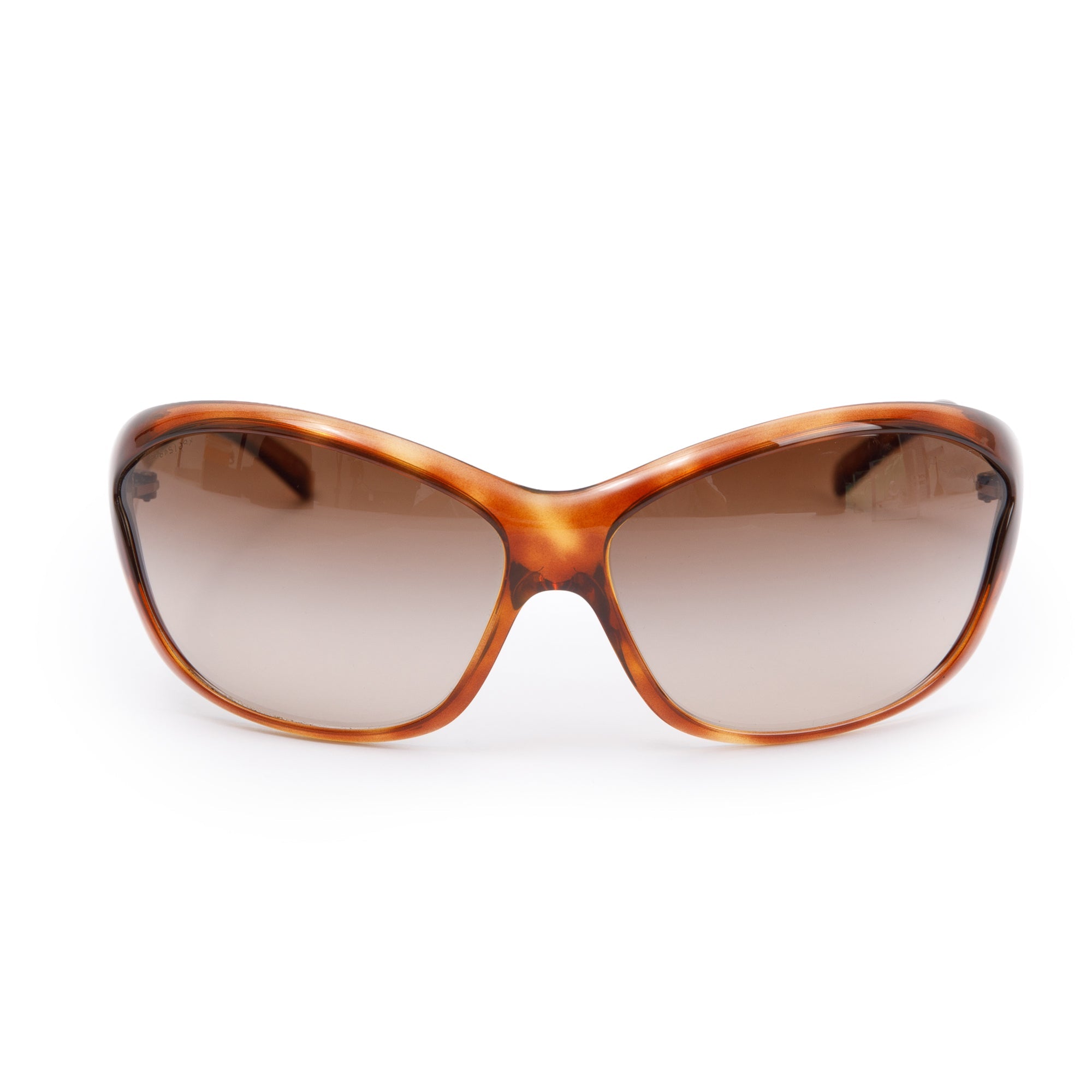 Prada SPR 25G Havana Acetate Gradient Shield Sunglasses w/ Box & Case