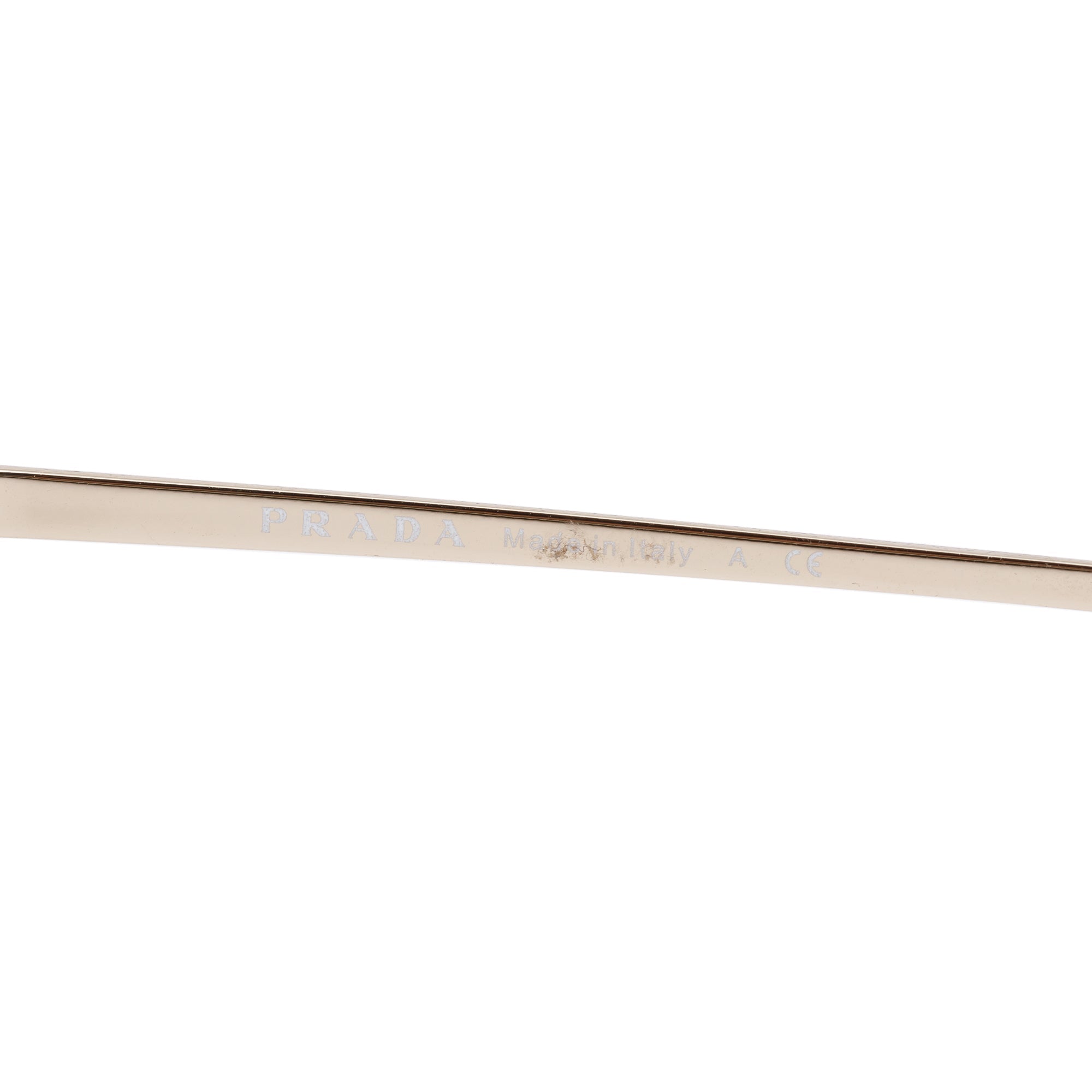 Prada SPR 65V Gold Tone Metal White Acetate Aviator Sunglasses w/ Box & Case