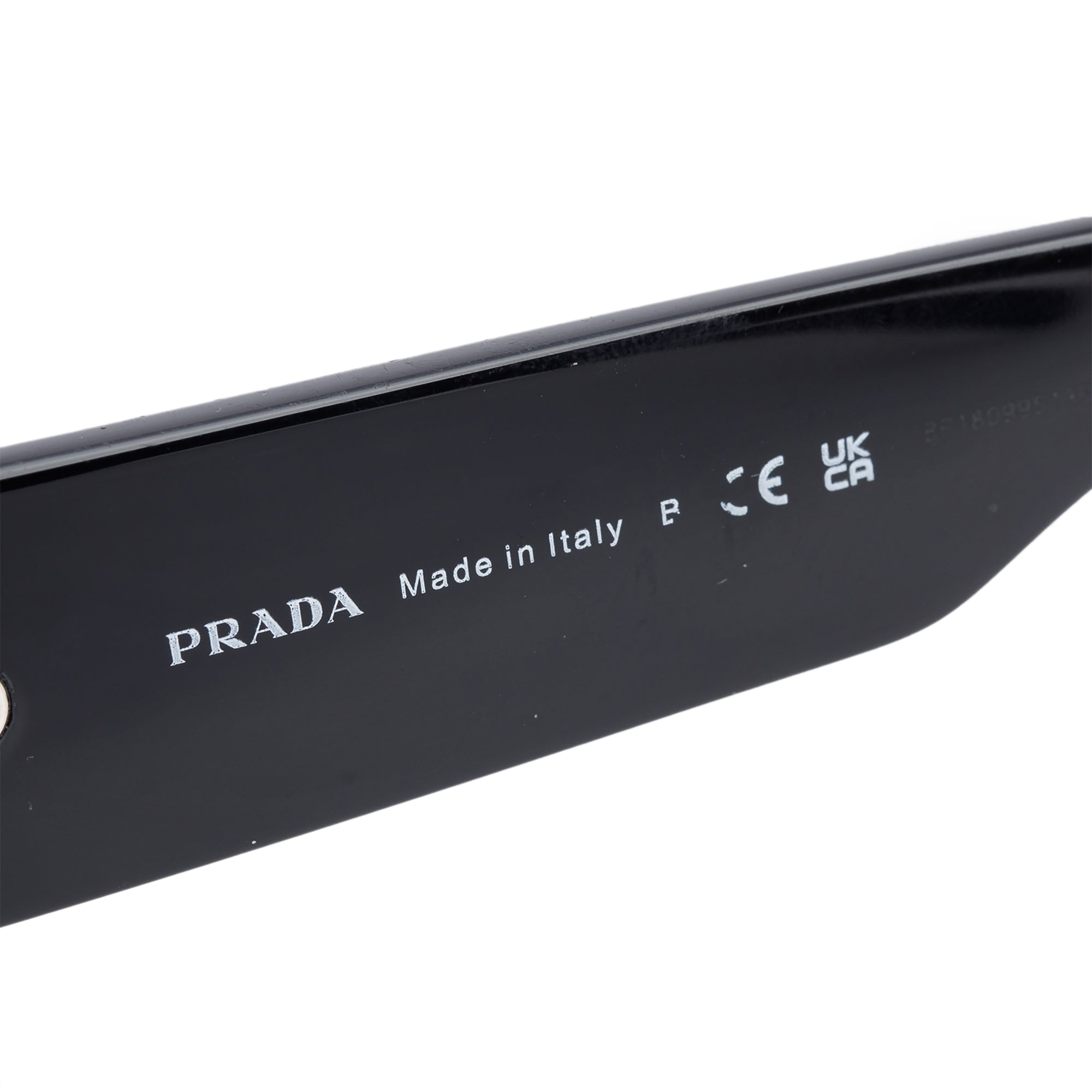 Prada SPR A01 Black Acetate Logo Rectangular Sunglasses