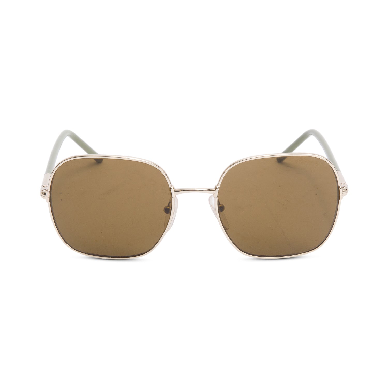 Prada SPR67X Gold-Tone Metal Green Acetate Square Sunglasses w/ Box & Case