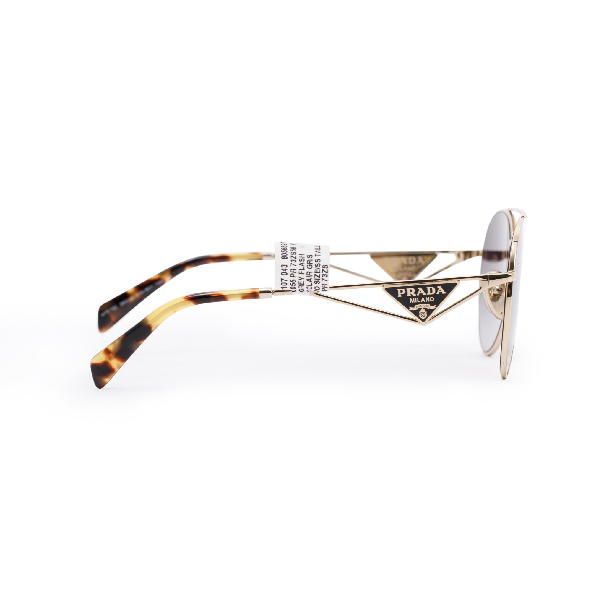 Prada SPR73Z Gold-Tone Metal Triangle Logo Aviator Sunglasses