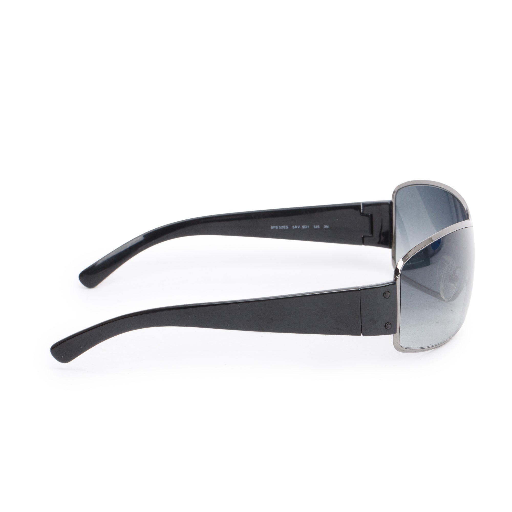 Prada SPS 52ES Black Acetate Linea Rosa Shield Sunglasses w/ Case
