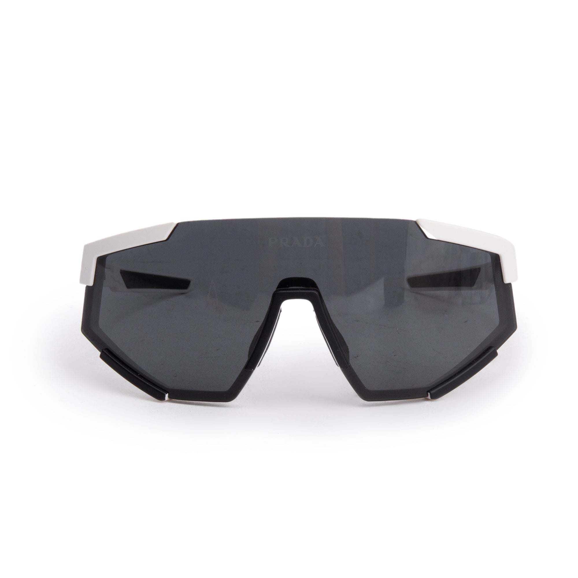 Prada SPS04W Black & White Linea Rossa Impavid Shield Sunglasses w/ Box & Case