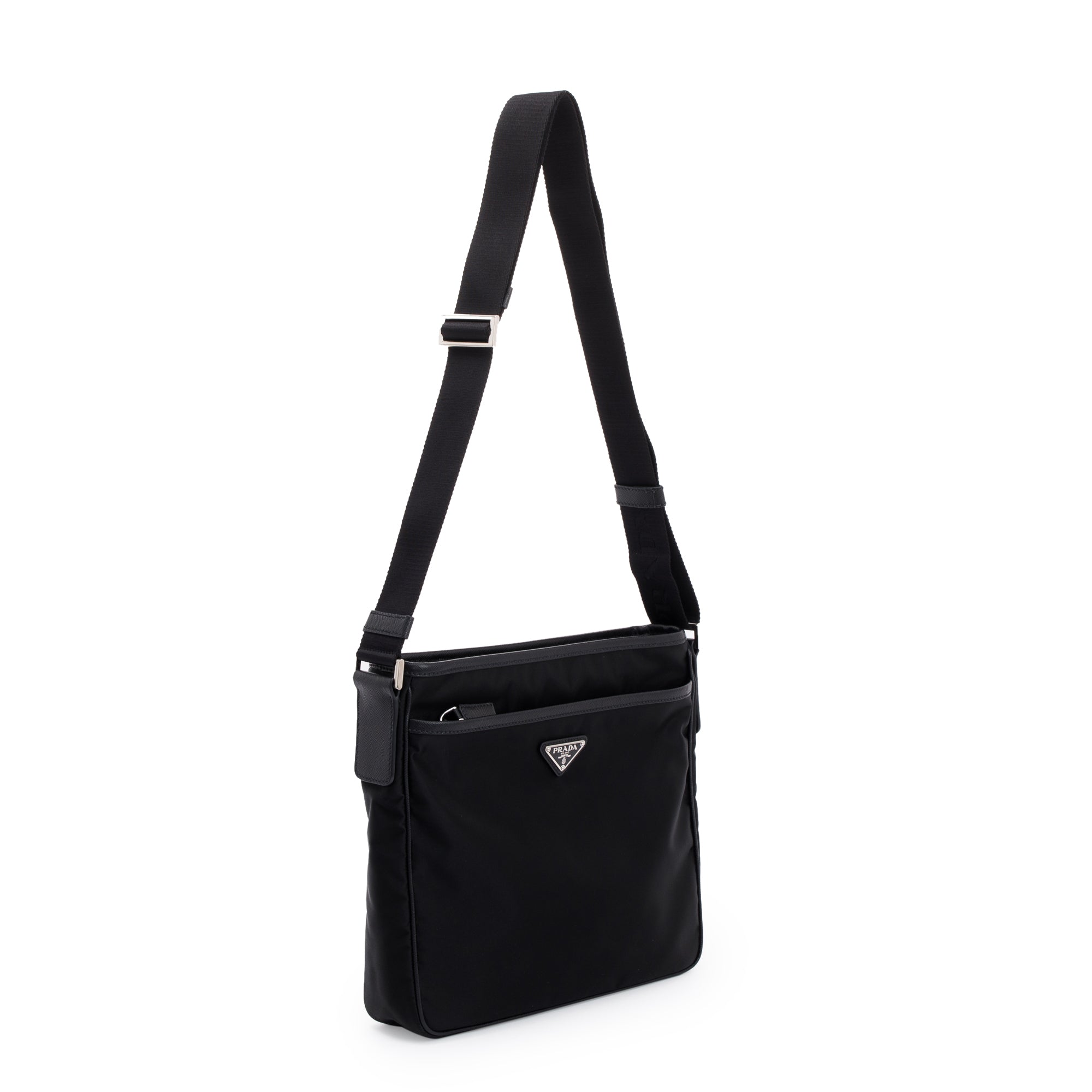 Prada Saffiano Leather-Trimmed Tessuto Nylon Messenger Bag