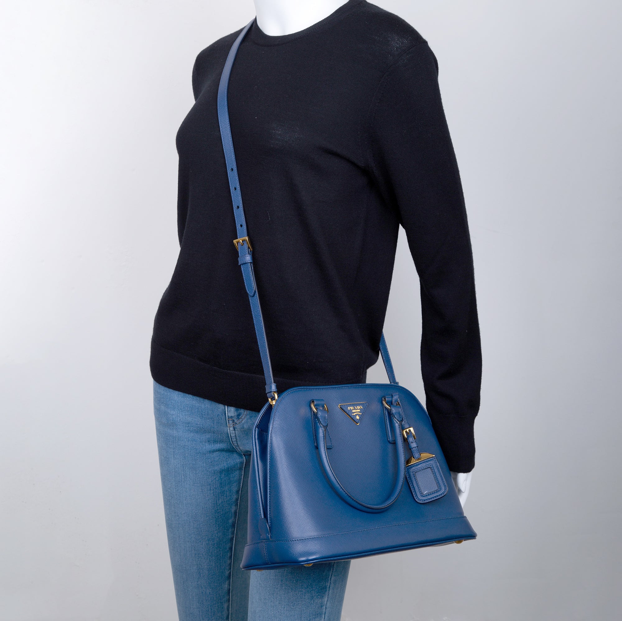 Prada Saffiano Lux Open Promenade Tote w/ Strap & Authenticity Card