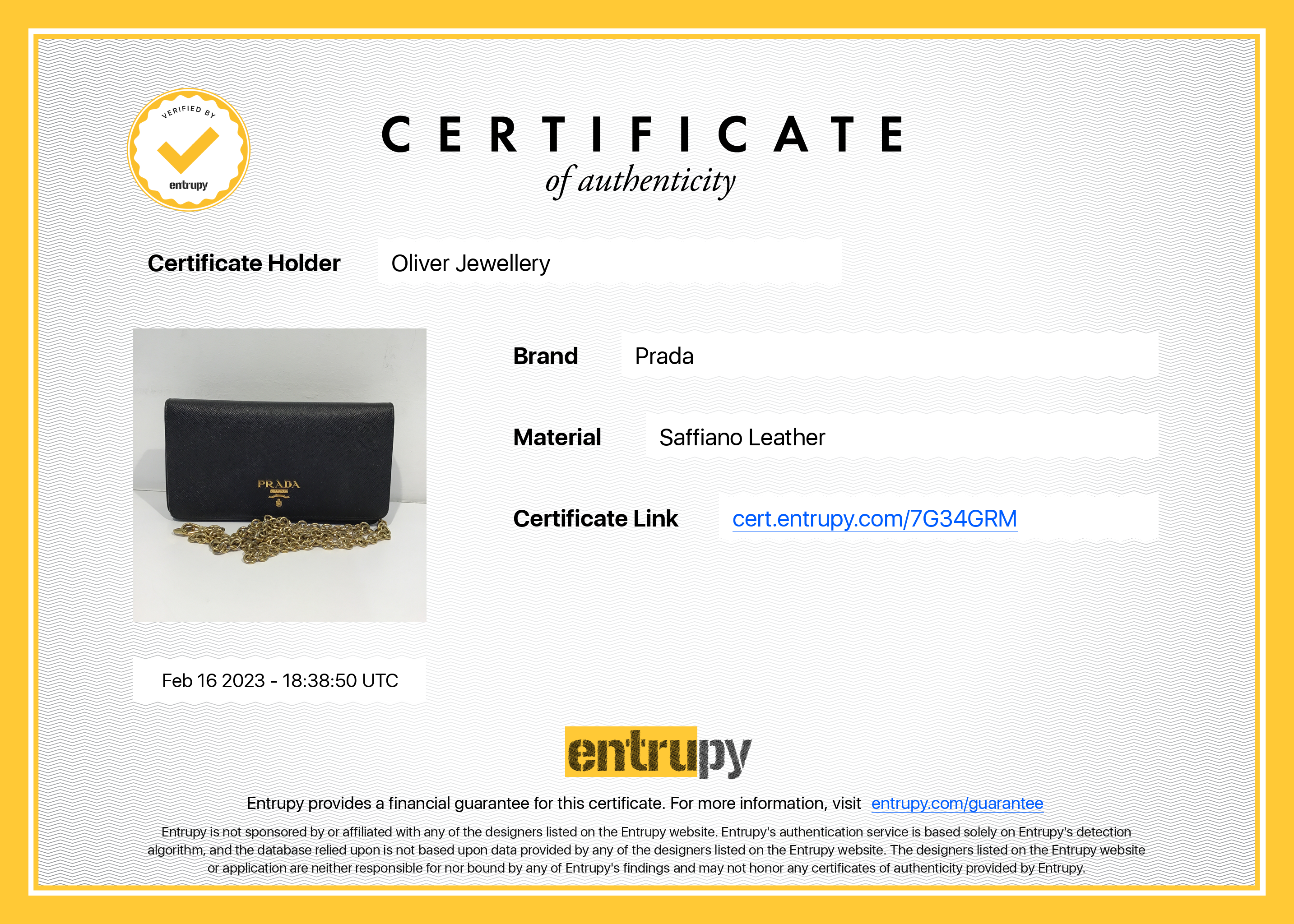 Prada Saffiano Lux Wallet on Chain