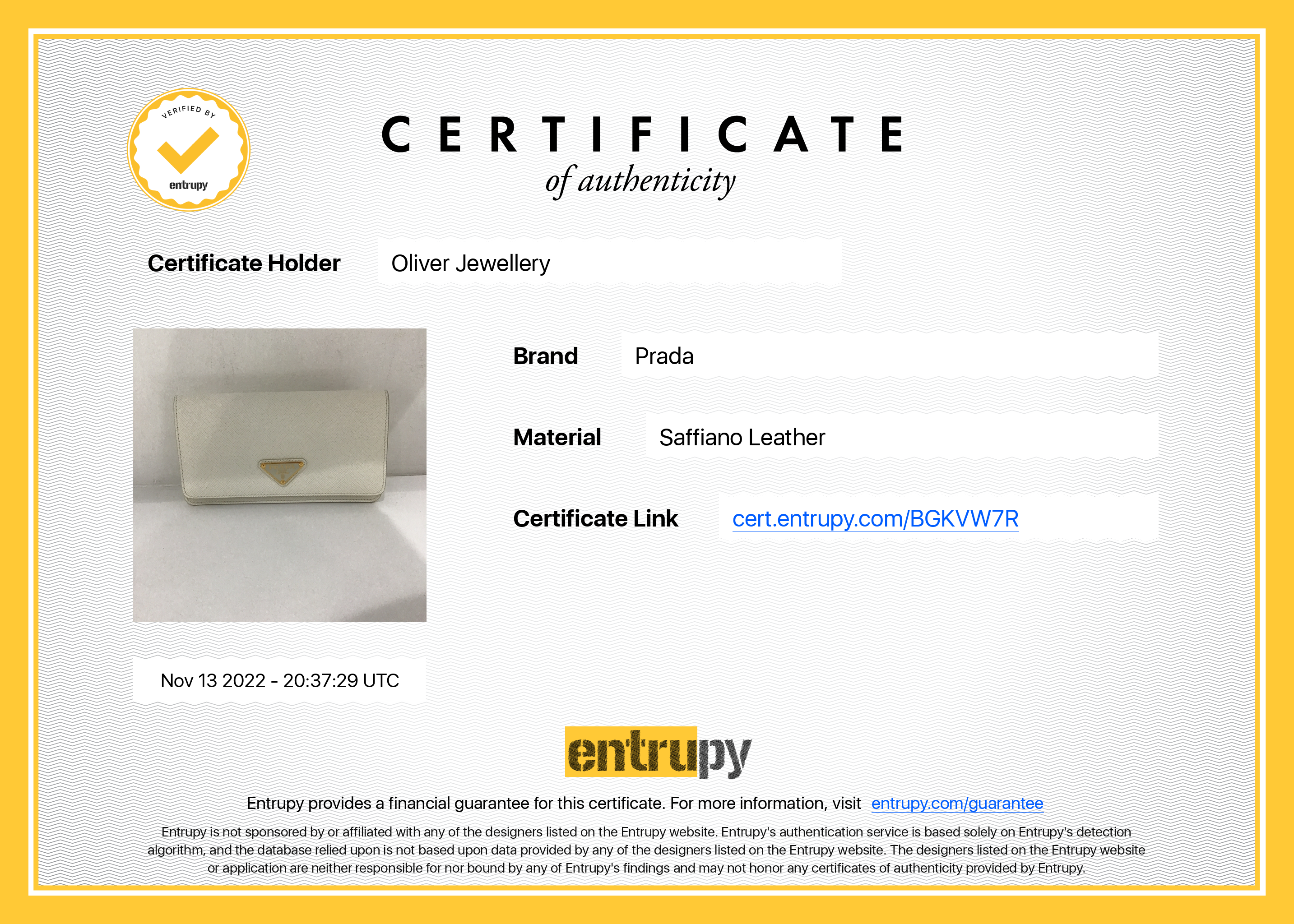 Prada Saffiano Lux Wallet on Chain w/ Authenticity Card