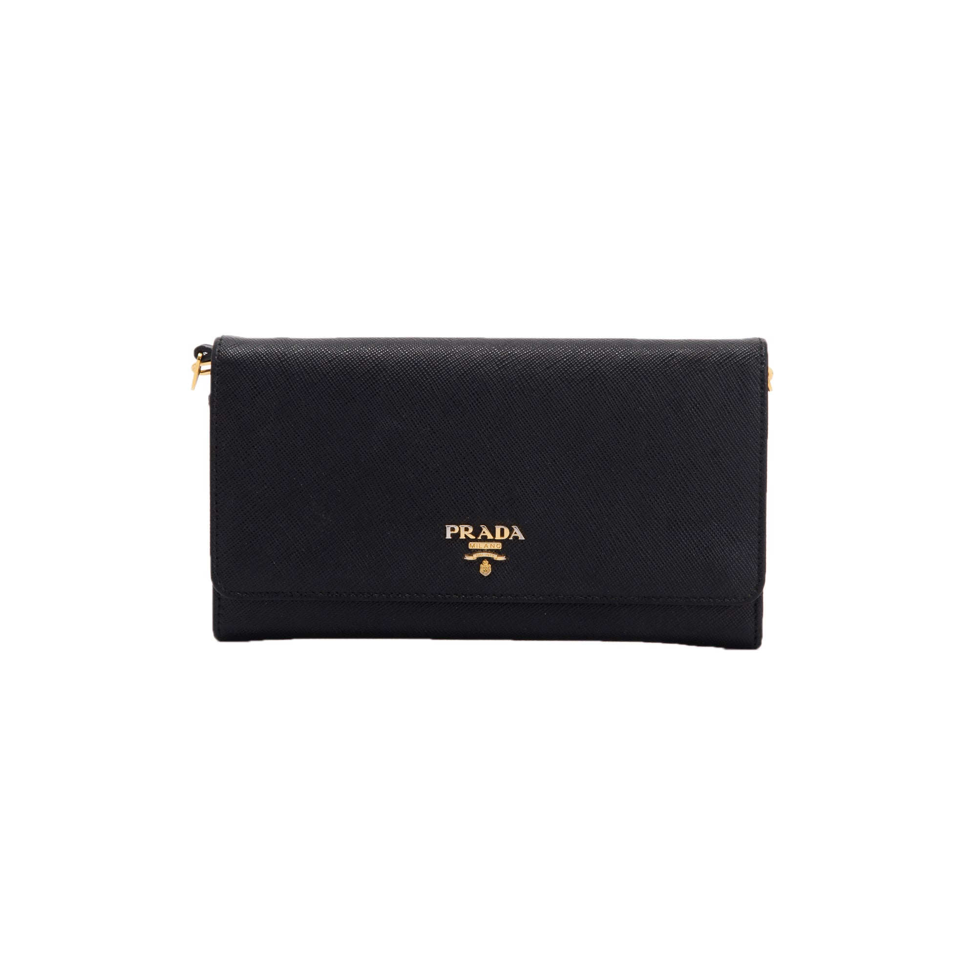 Prada Saffiano Lux Wallet on Chain w/ Box