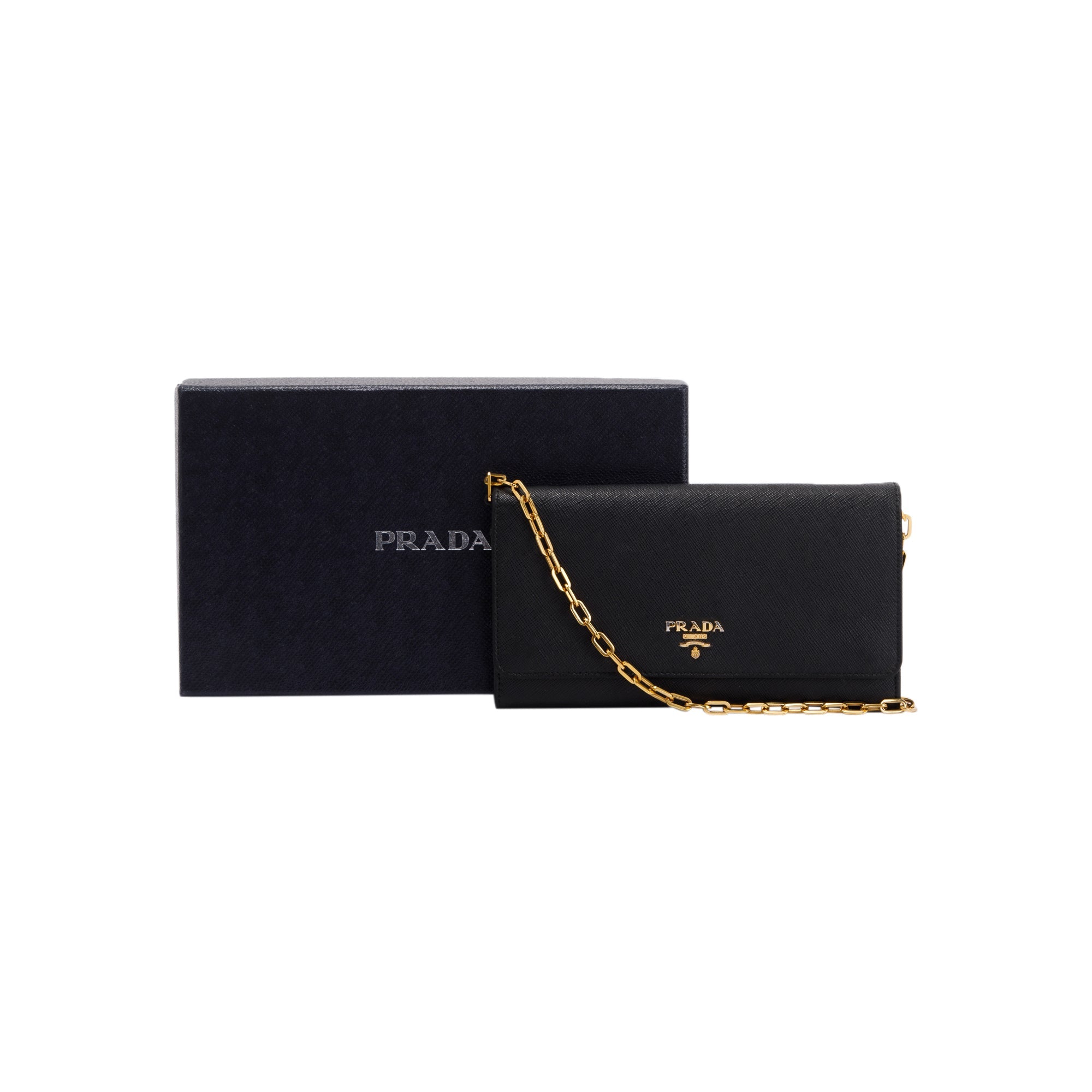 Prada Saffiano Lux Wallet on Chain w/ Box