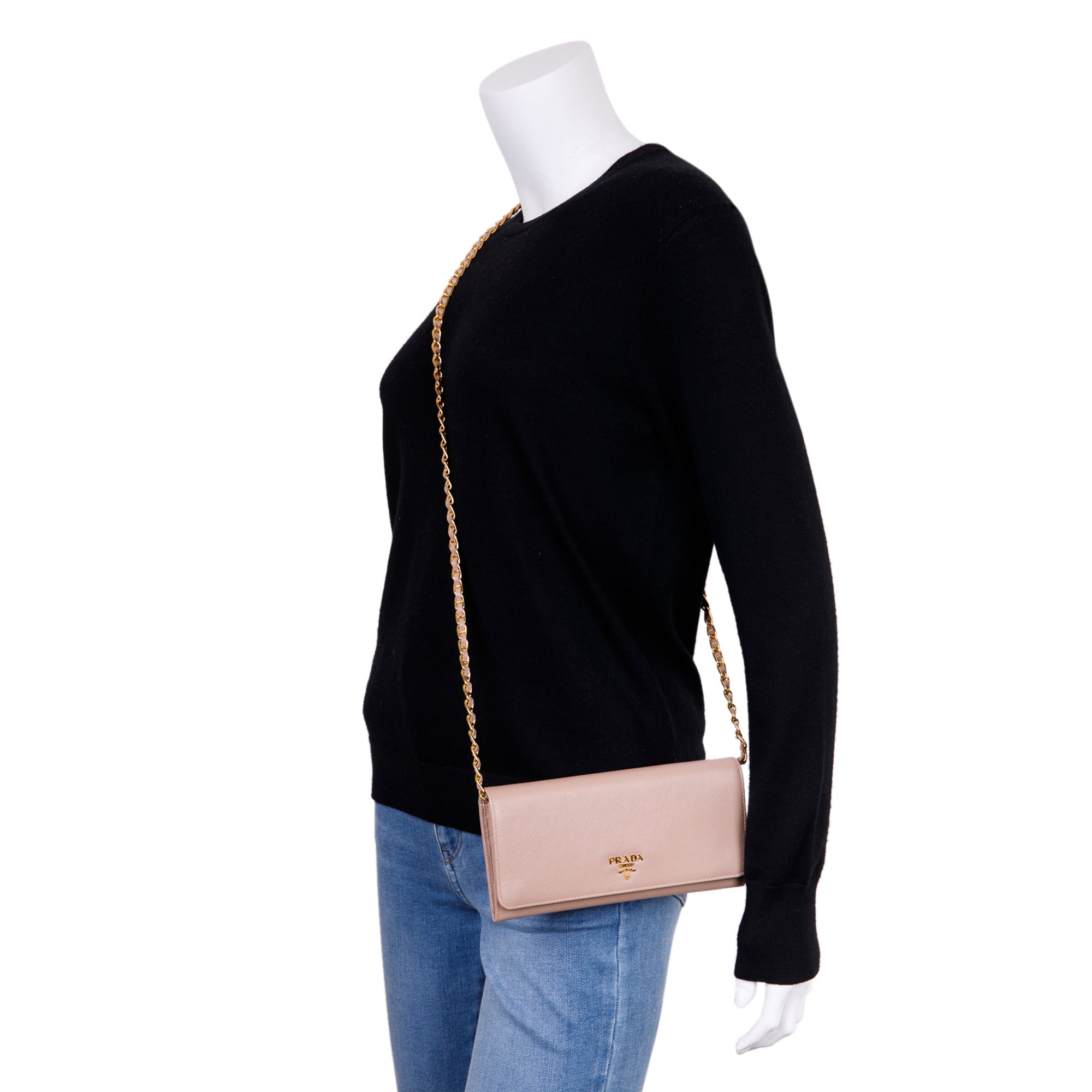 Prada Saffiano Metal Wallet on Chain w/ Box & Authenticity Card