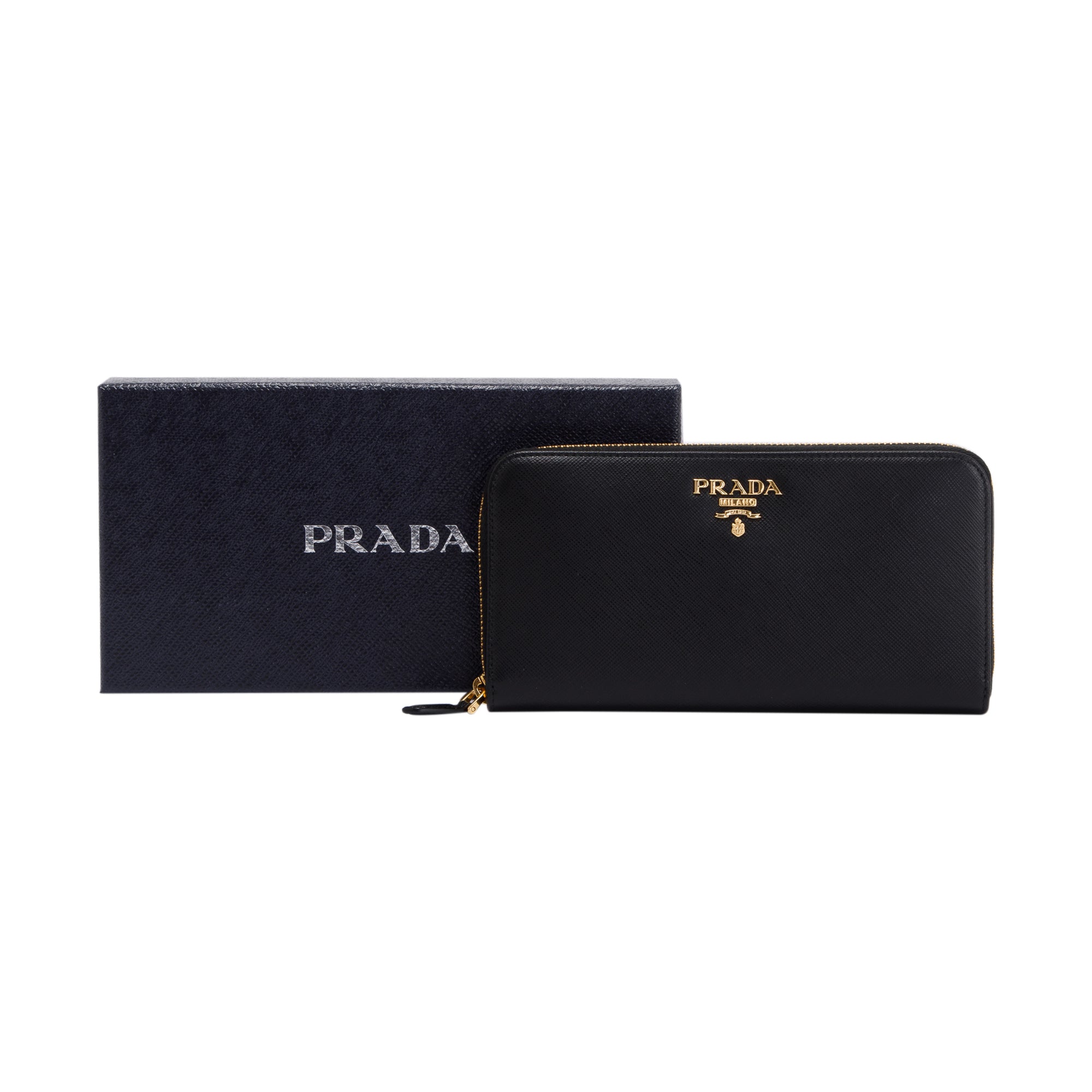 Prada Saffiano Zip Around Wallet w/ Box